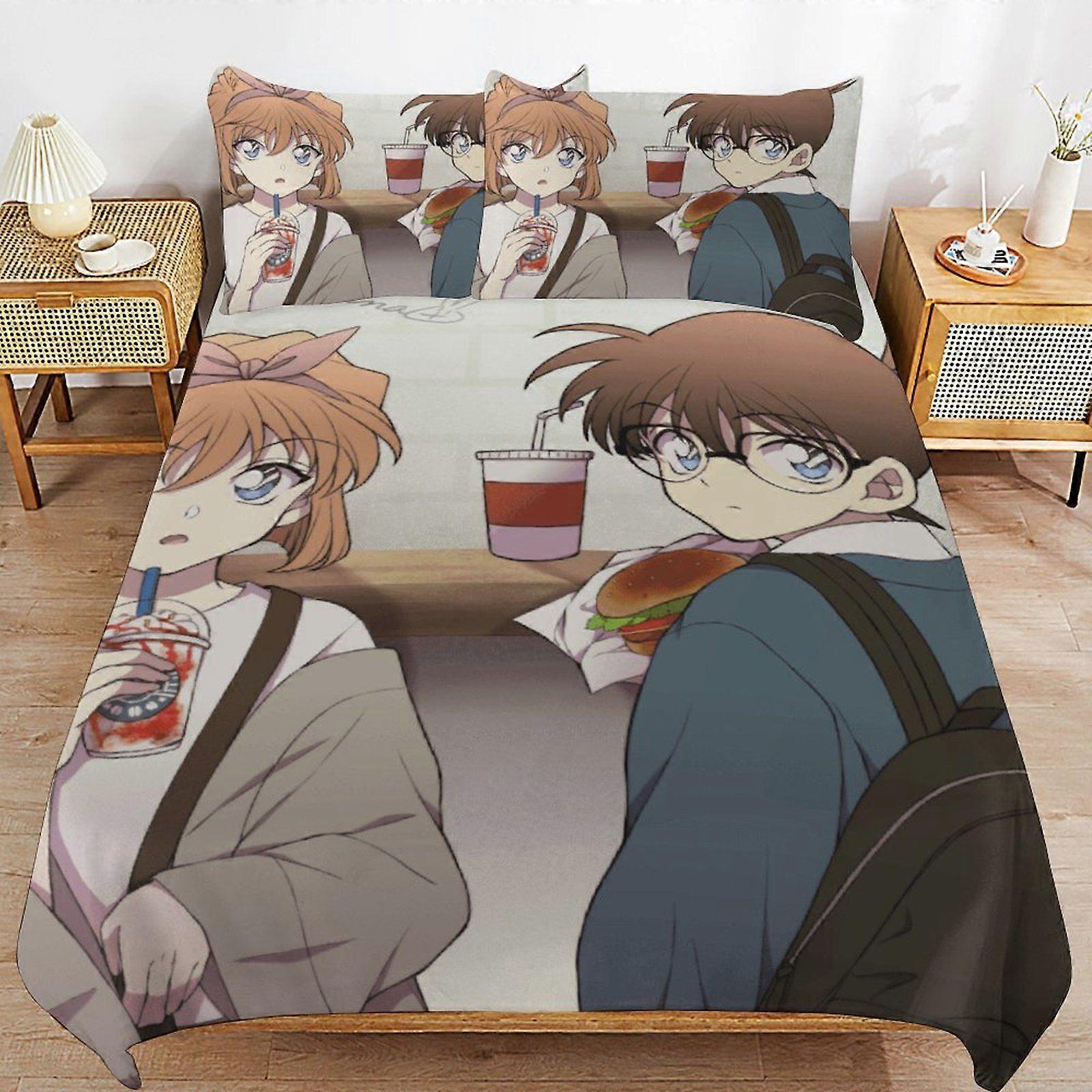 T12 Conan Edogawa Bedding System Smooth Fabric Zipper Closure Comfortable Texture Soft Feel Duvet Cover Sets Pack V12