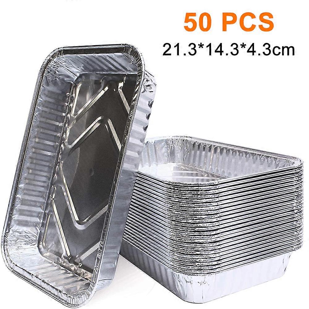 Aluminum Pans Cookie Sheet Baking Pans Disposable Aluminum Foil Trays -Durable Nonstick Baking Sheets for Picnic or Taking Food on A Day Trip. 50PCS