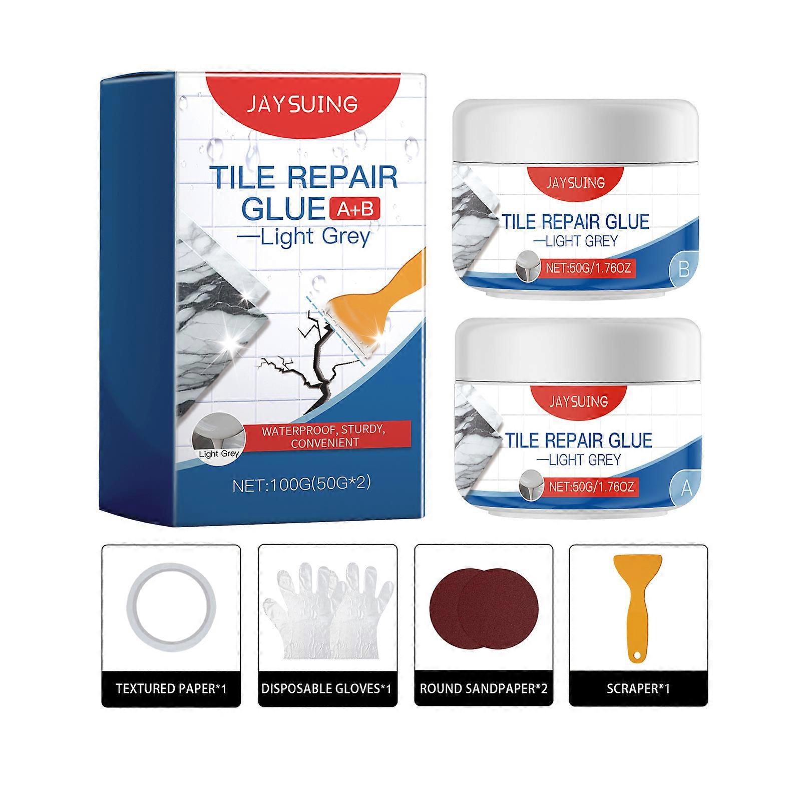 Tile Repair Adhesive (Light Gray) Contains A Solution Of Methyl Cellulose
