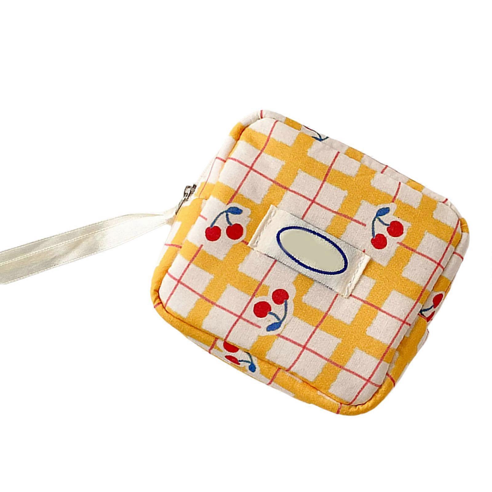 Miniature Fruit Grid Storage Pouch Functional Compartments For Accessories Travel Essential Soft Fabric Makeup Bag Multicolor