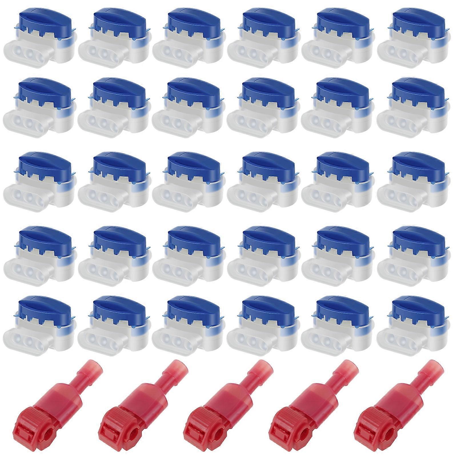 30Pcs Waterproof IDC 314 Cable Connector Kit with 5 Clamps for Robotic Lawn Mower, 22-14 AWG, compatible with Safe Wire