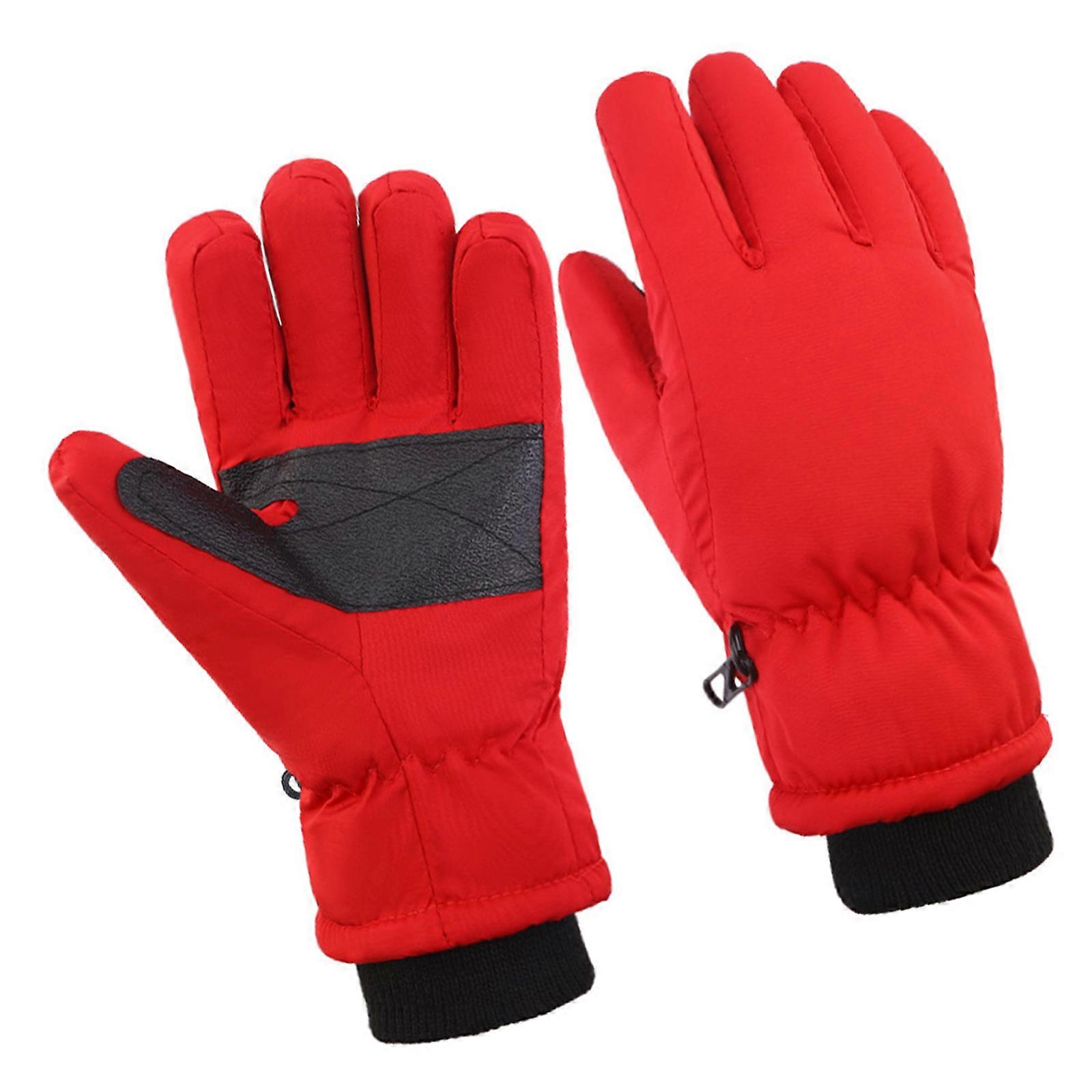 Cold Weather Insulated Kids Gloves With Waterproof Shell And Anti Slip Grip Perfect For Snowboarding And Sledding  Wine Red
