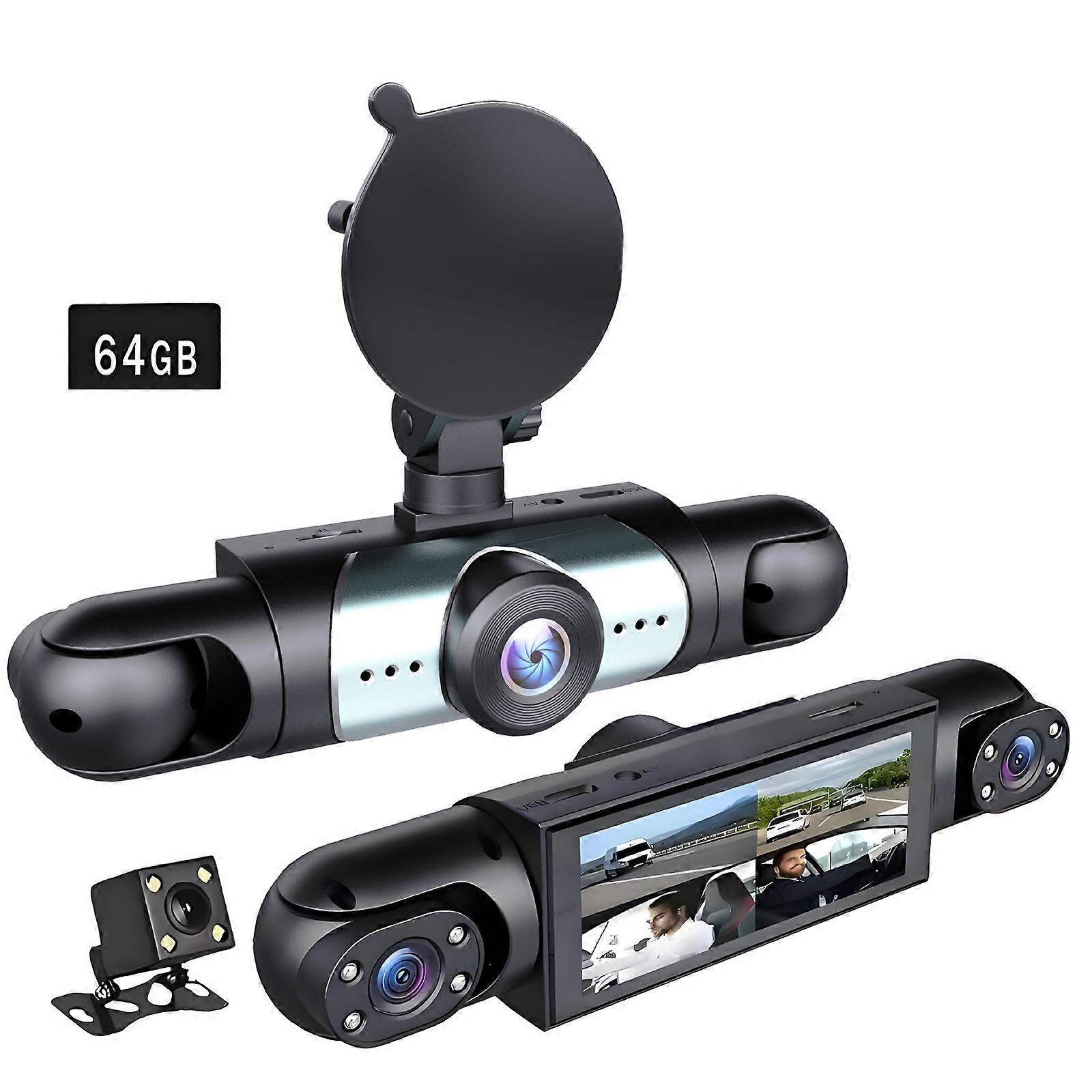 4 Channel Dashcam 1080P Night View Continuous Recording Collision Protection And Parking Surveillances Multicolor
