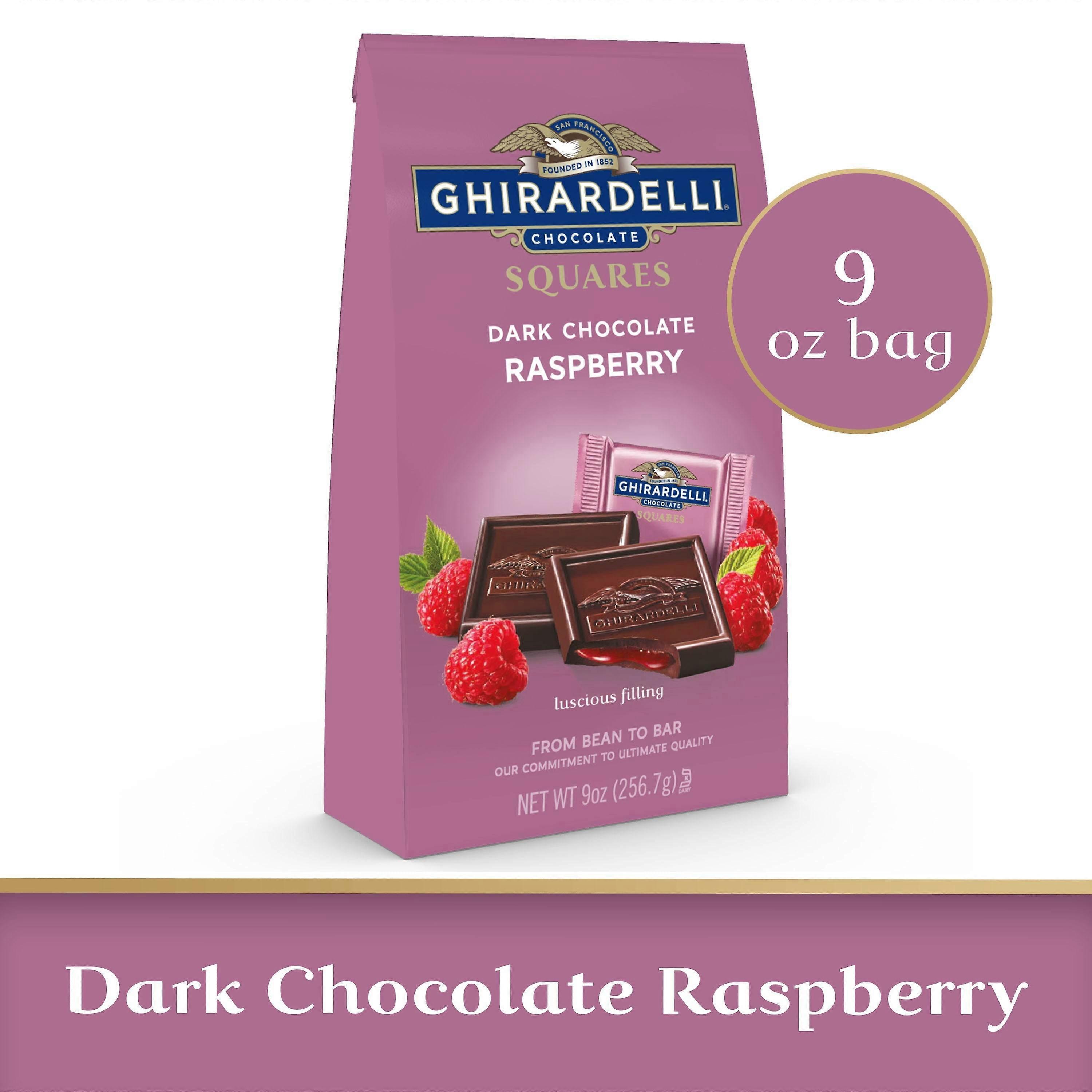 Ghirardelli Dark Chocolate Raspberry Squares Bag, 9 Oz