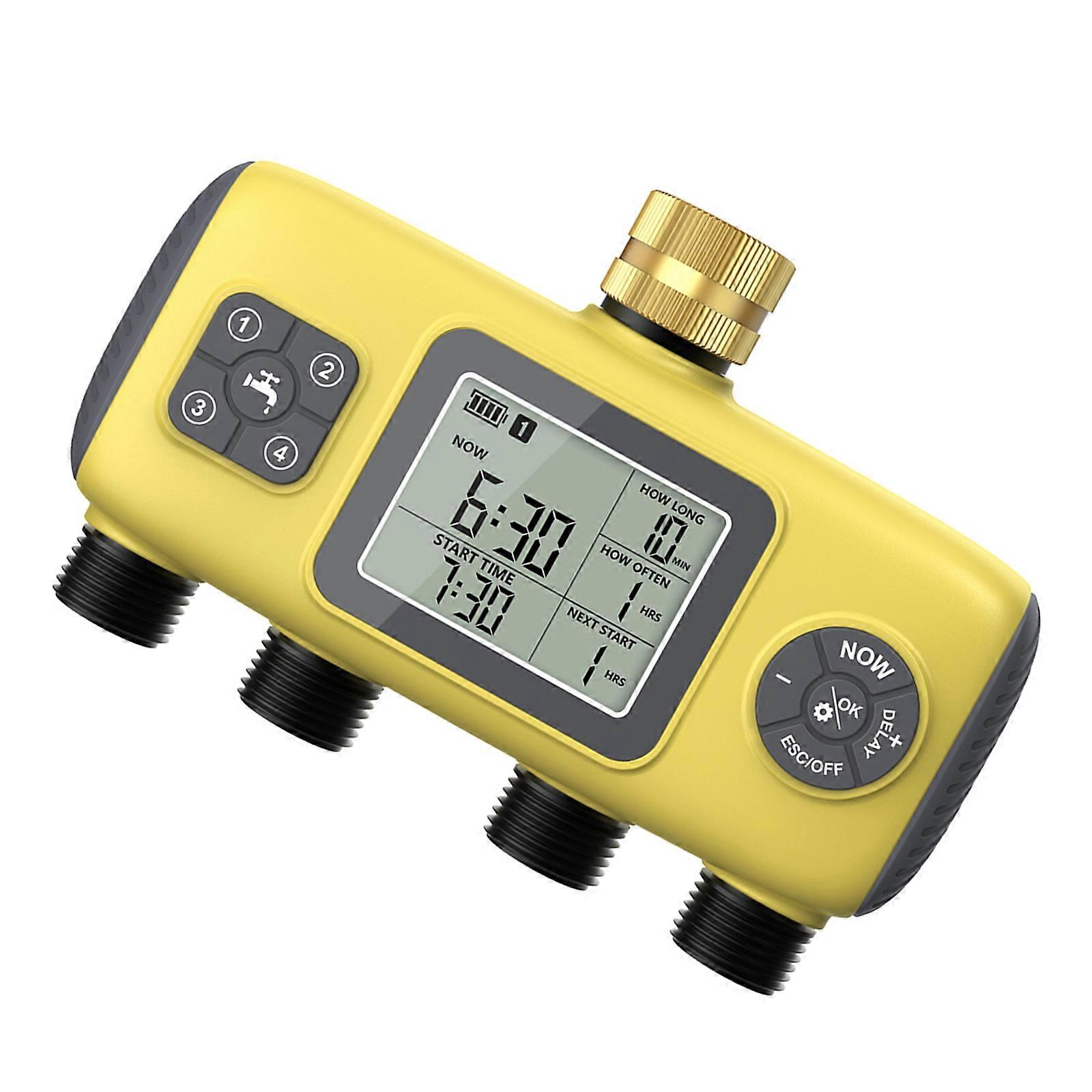 4 Zone Electric Irrigation Controller Weather Resistant Watering Timer With LCD Display for Greenhouses Flowerbeds Patios Multicolor