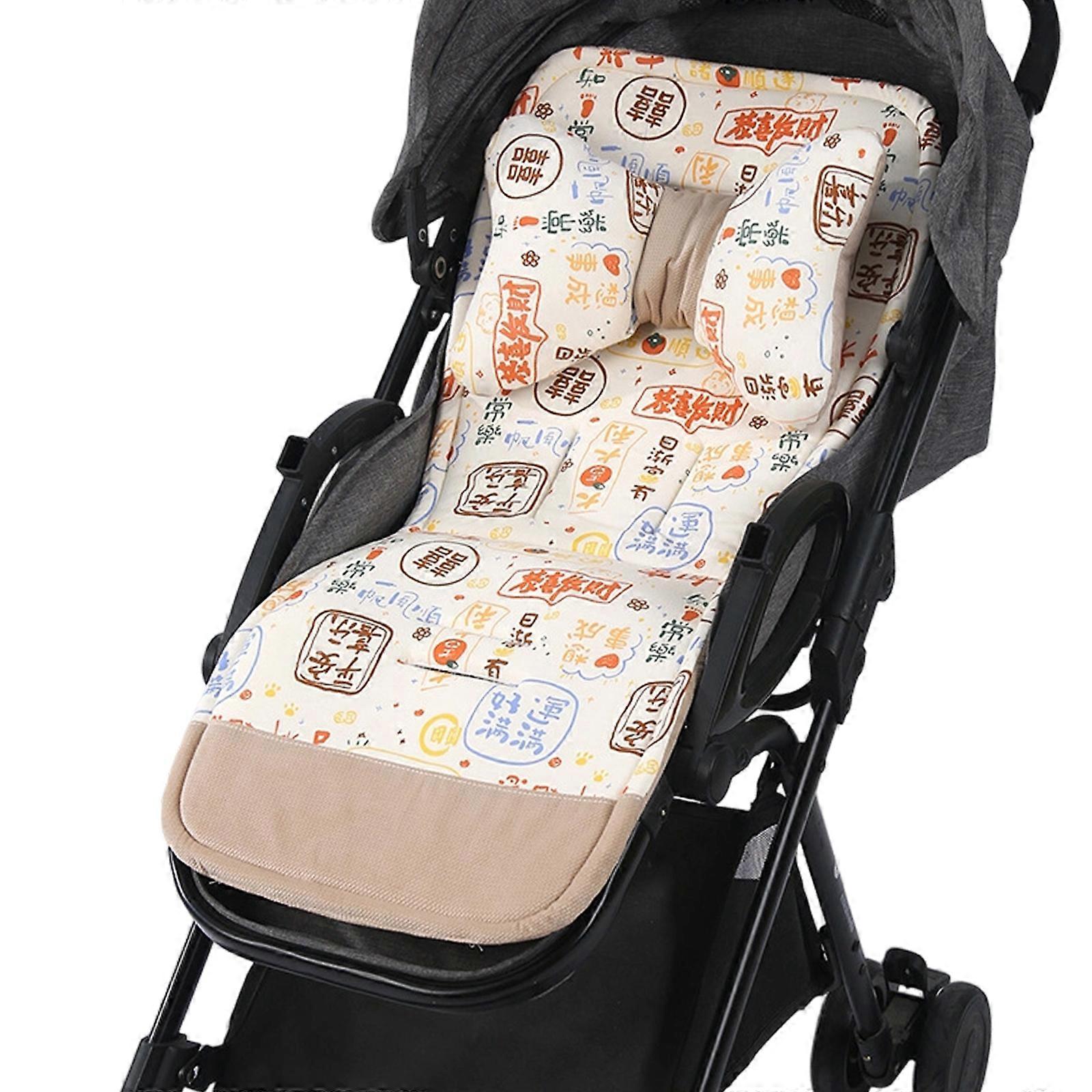 Strollers Cushion Double Sided Mattress Toddlers Pushchair Seat Liner Pad Breathable Cushion with Printed Pattern Multicolor