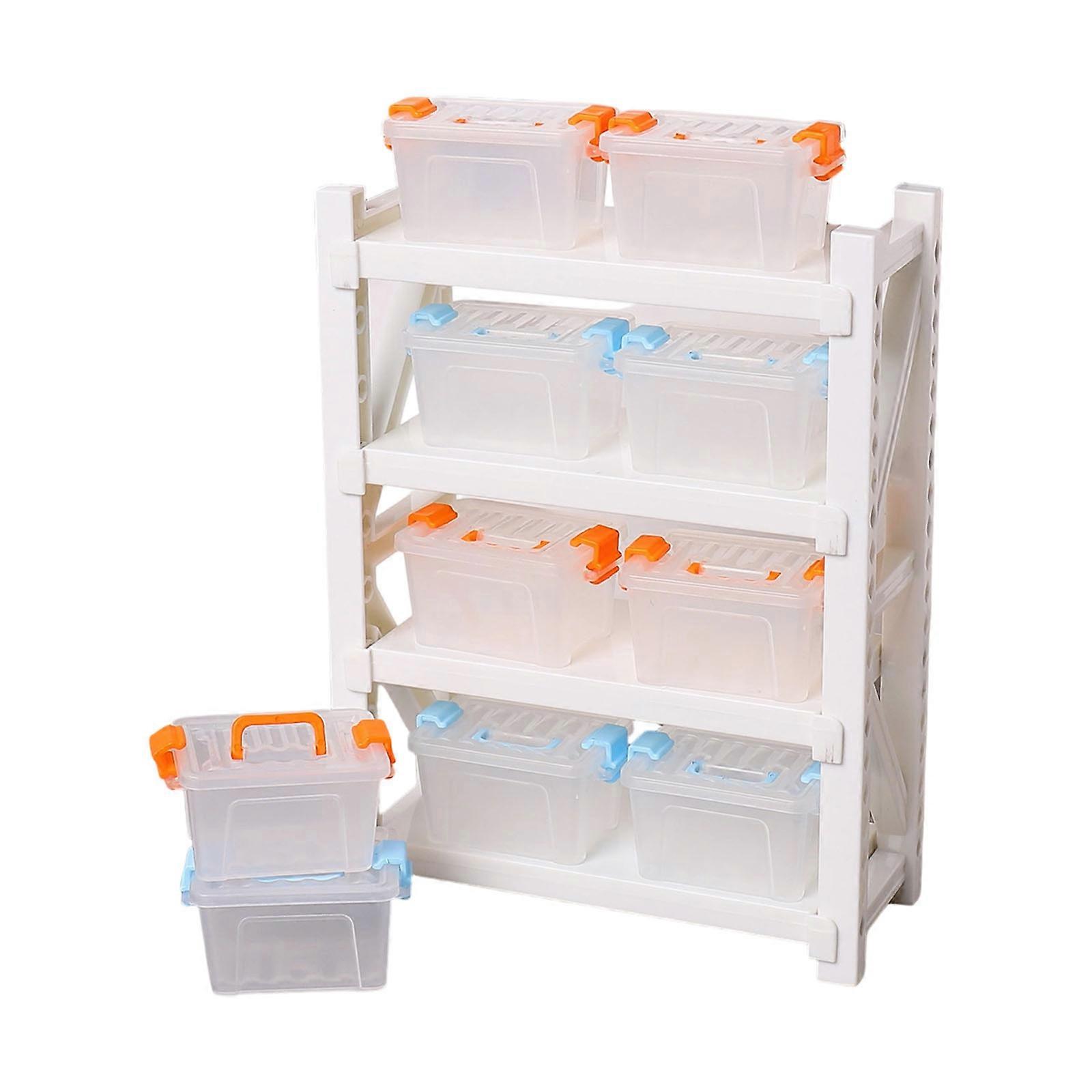 Multilayer Warehouse Display Shelf and Box For Doll House Accessories Scene Setting Props For Educational Pretend Play  White