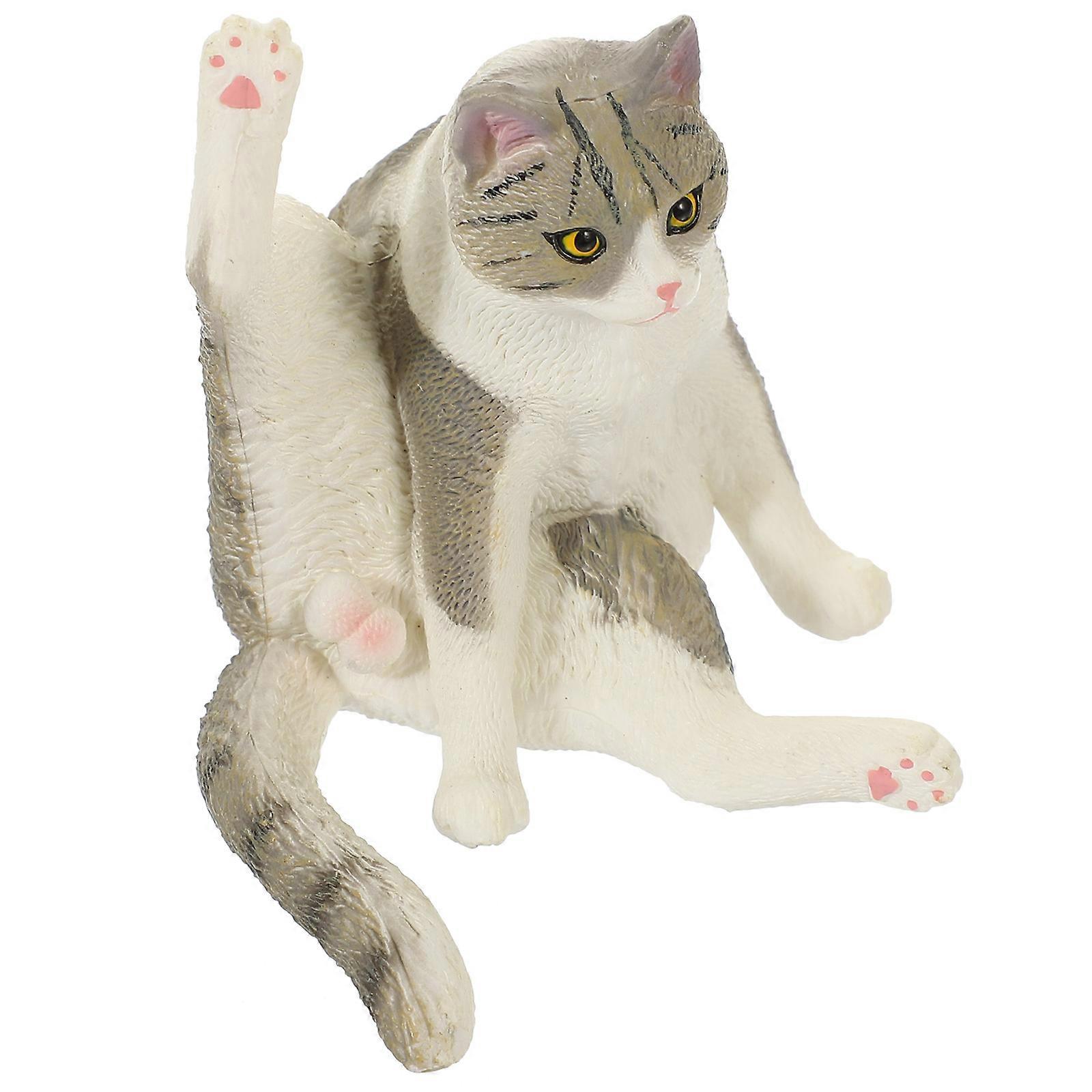 Simulation Cat Figurine Plastic Decorative Statue for Home Office