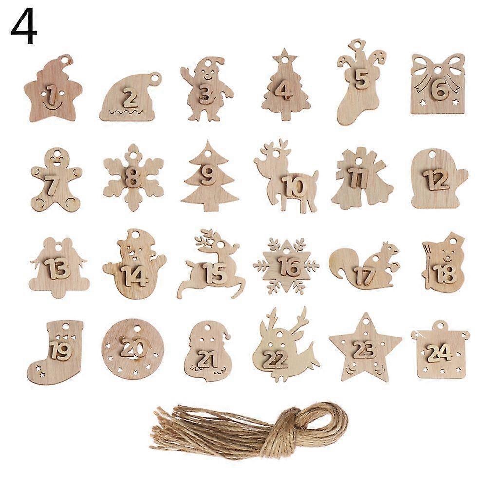 Countdown Hanging Tags Wooden Pendant Christmas Advent Calendar Number Label