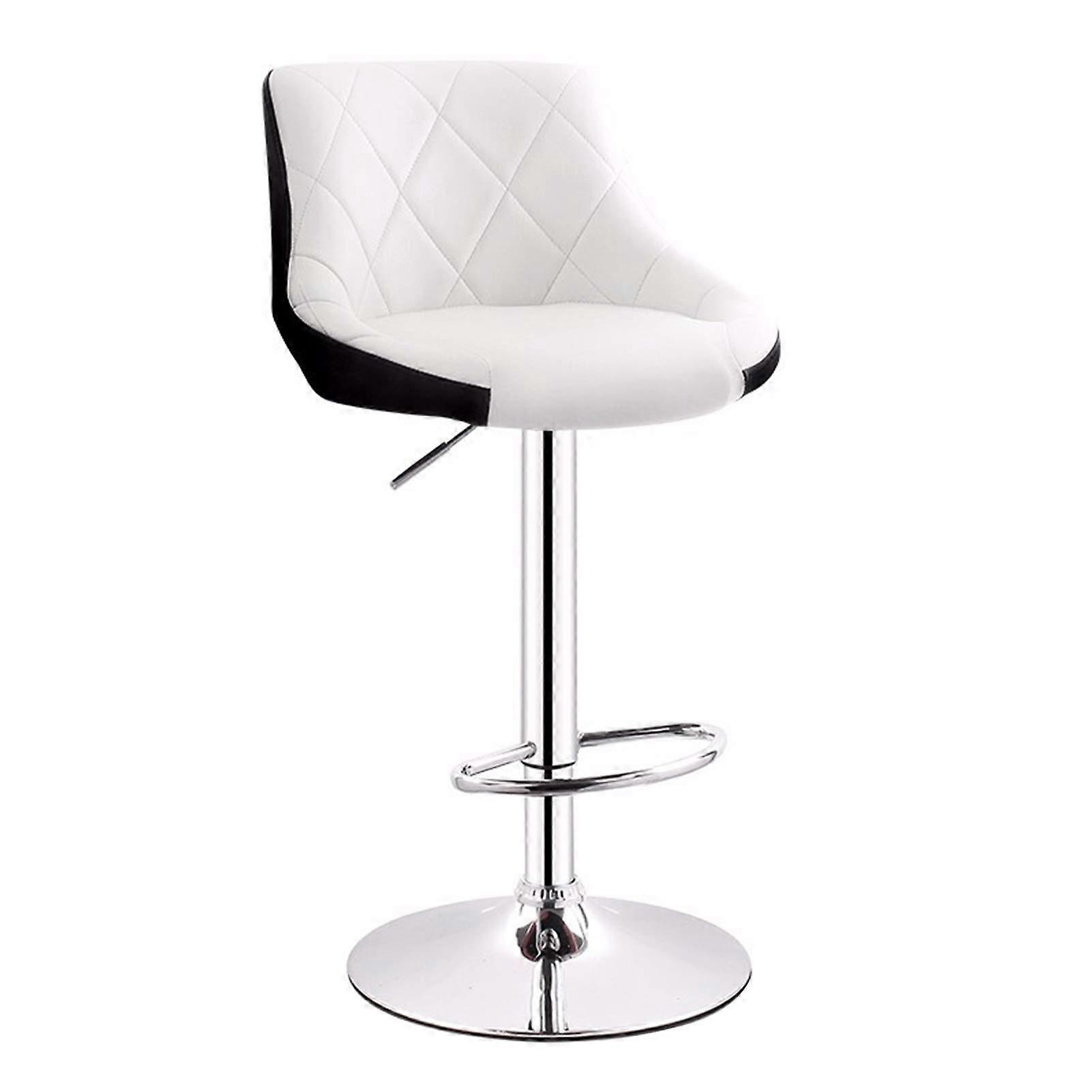 Stools White Bar Stools 360Degree Rotation Height Adjustable Backrest 38.5 cm Metal Footrest Steel Chassis 100 kg
