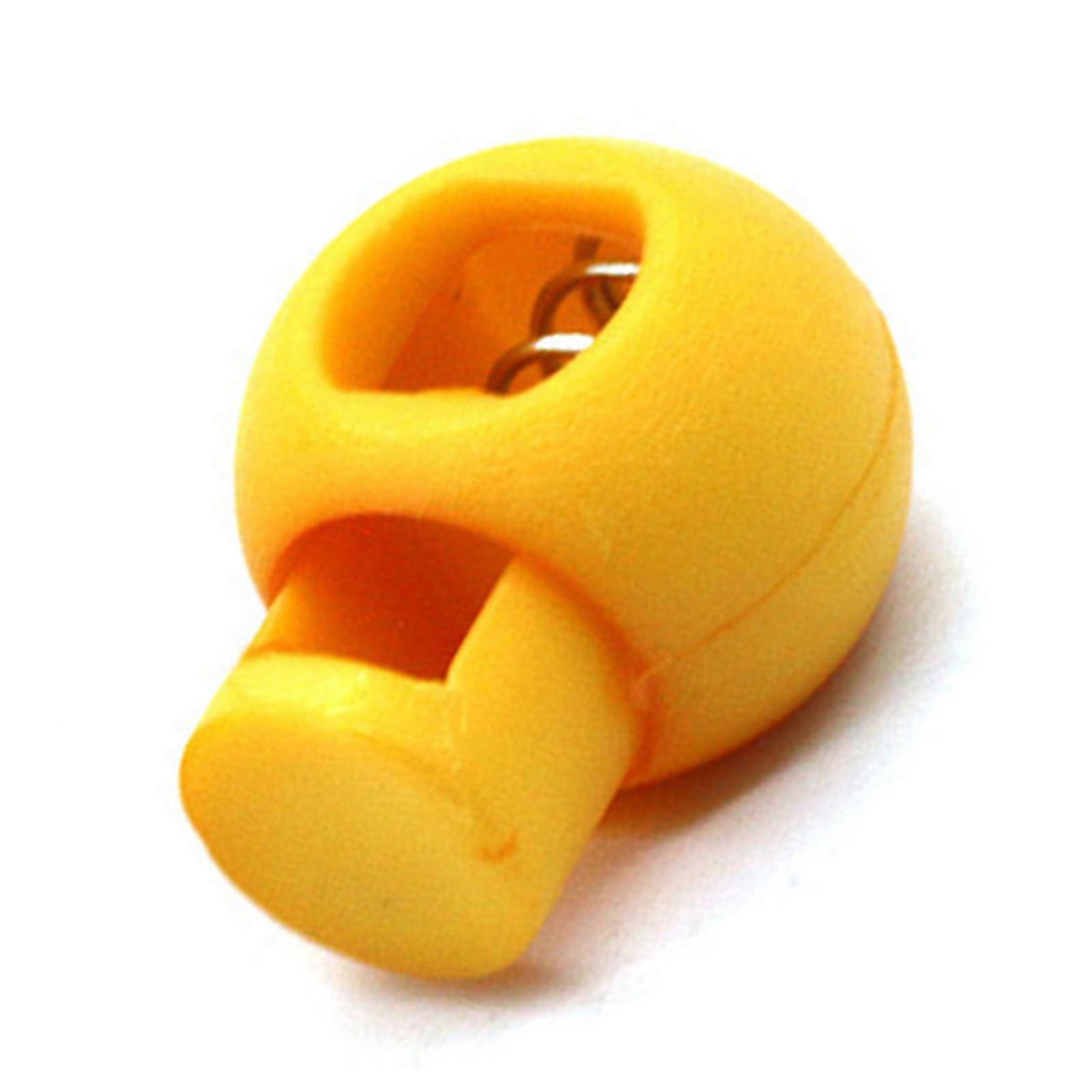 Spring Cord Lock Single Hole End Round Fastener Buttons Slider Toggle Stopper for Backpack Shoelace Sportswear Golden Yellow