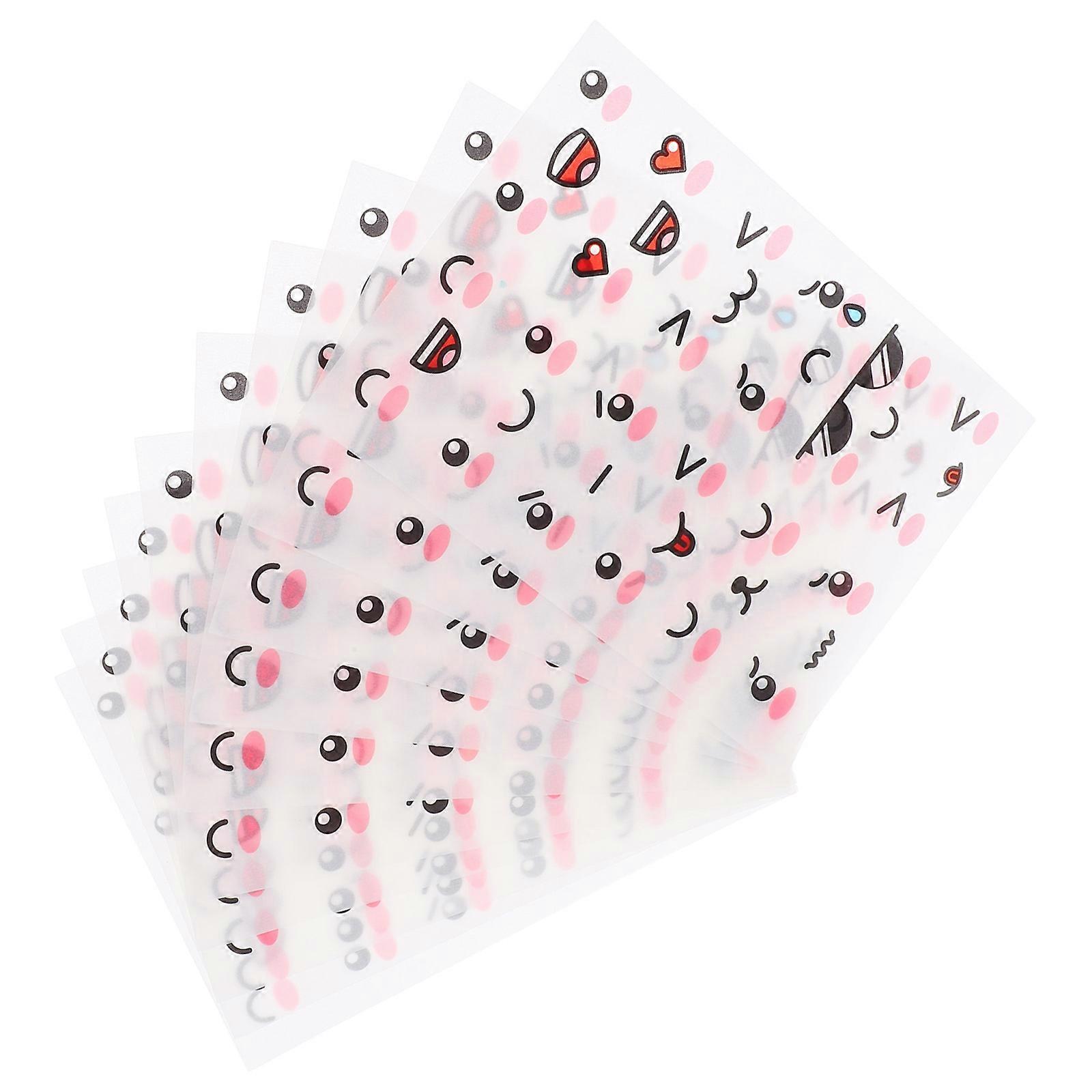Facial Expression Stickers Easter Egg Decals for Decoration 10 Sheets Transparent
