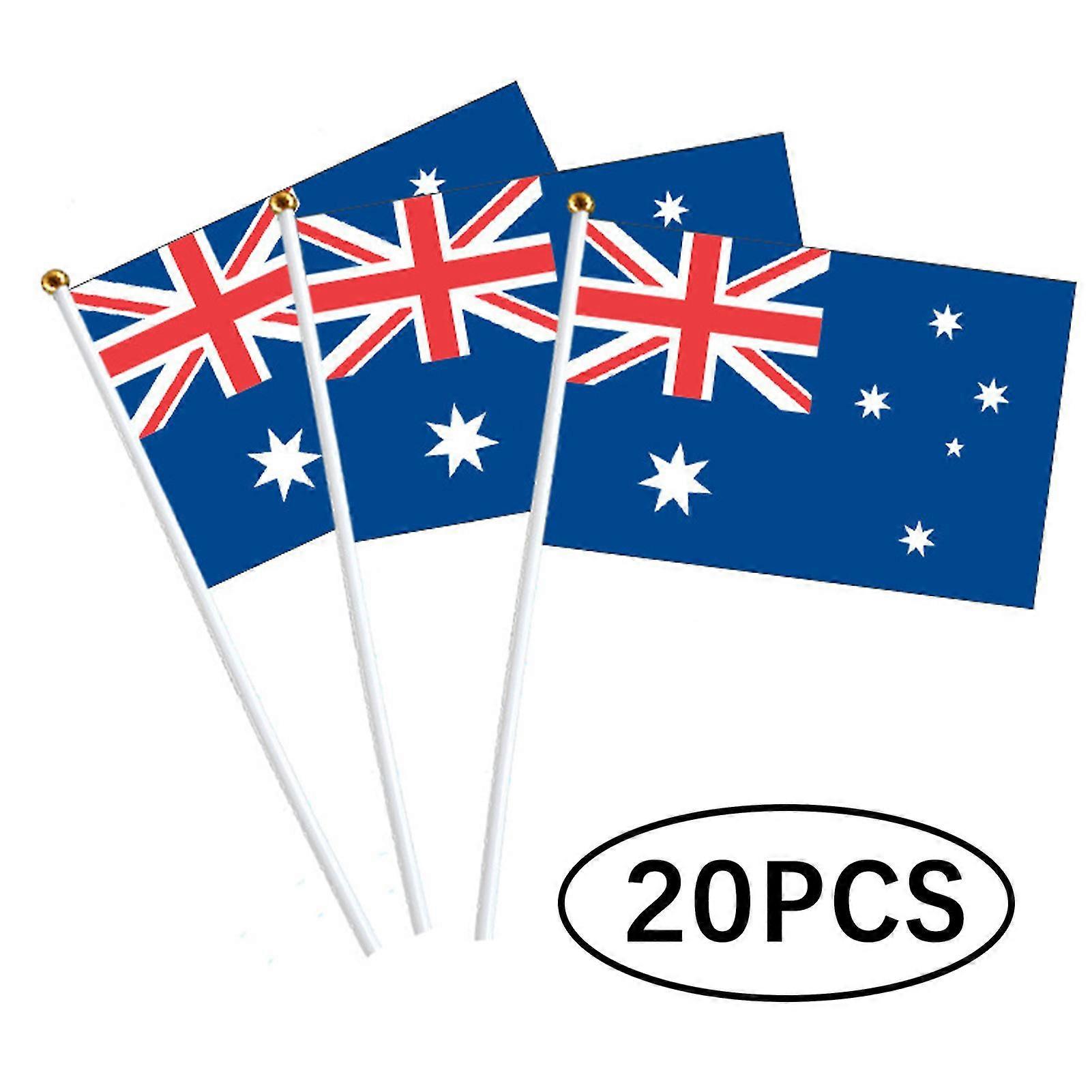 20pcs Handheld Australians Flag Set Lightweight Portable Nationals Flags for Sporting Events