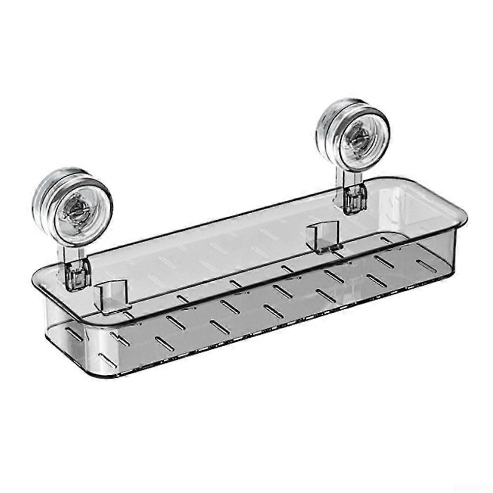 Wall Mounted Shower Shelf With Suction Cups NoDrill Installation Translucent Gray Bathroom Organizer For Toiletries