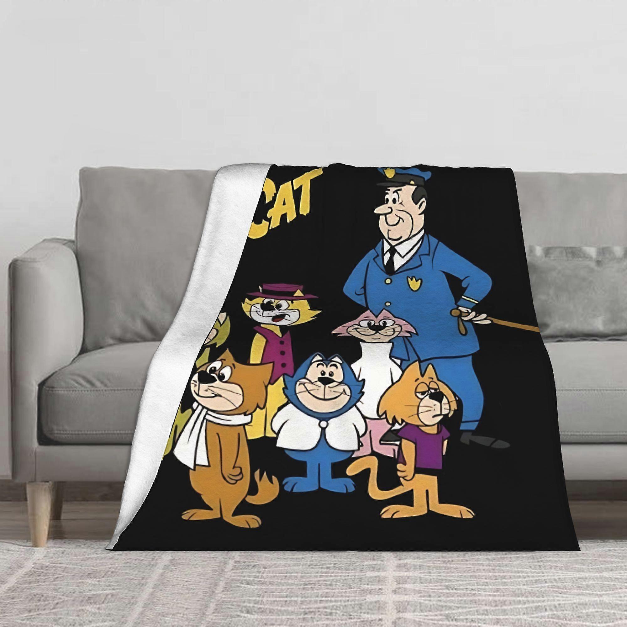 Top Cat Ultra-Soft Flannel Blanket with Retro Cartoon Cat Characters - Charming Cheshire Cat & Toulouse Mouse Design, Al-azxcv185