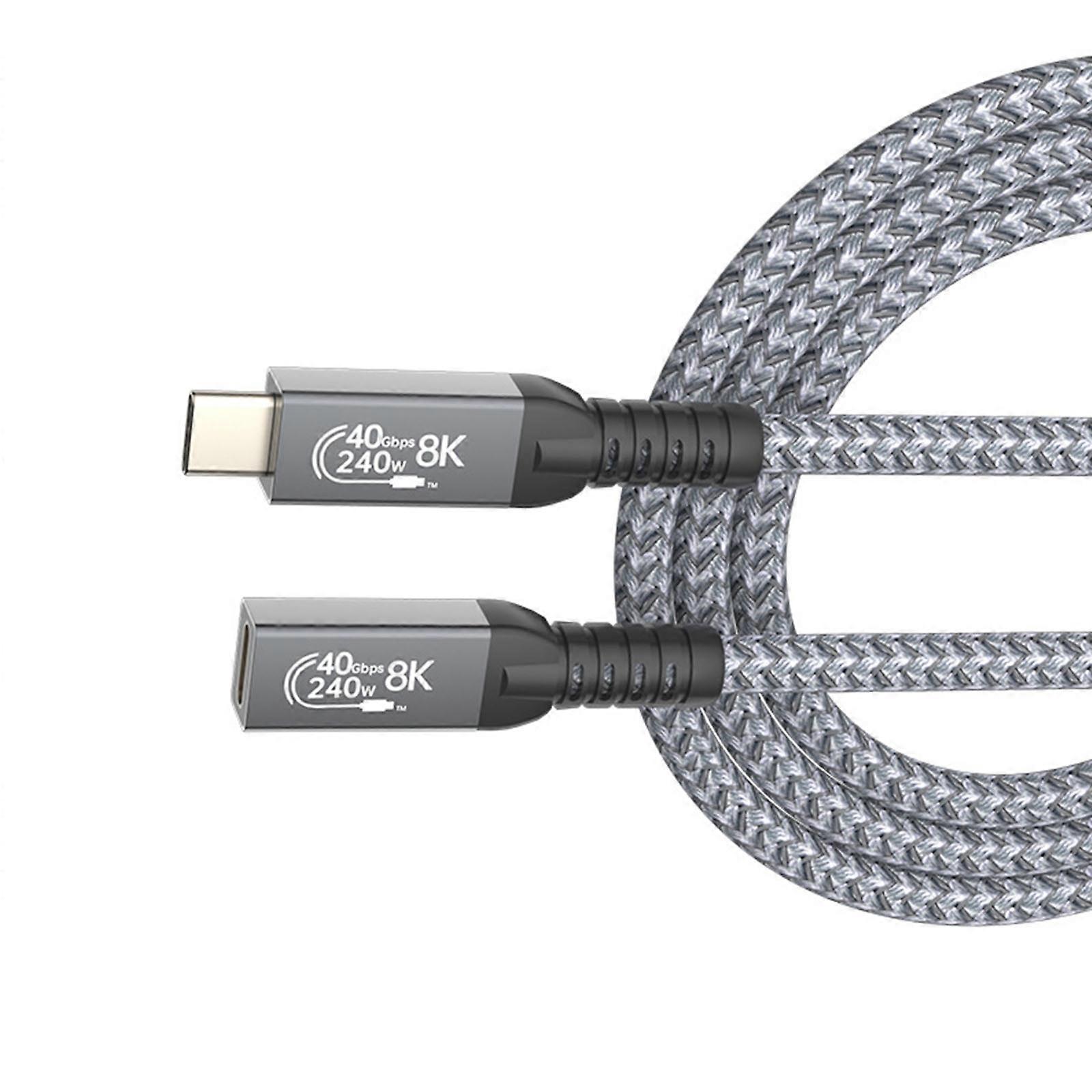 20cm Type C Male to Type C Female Charging Cable Wire 40Gbps Data Line 8K Video Support 240W Safe Charging Technology Multicolor