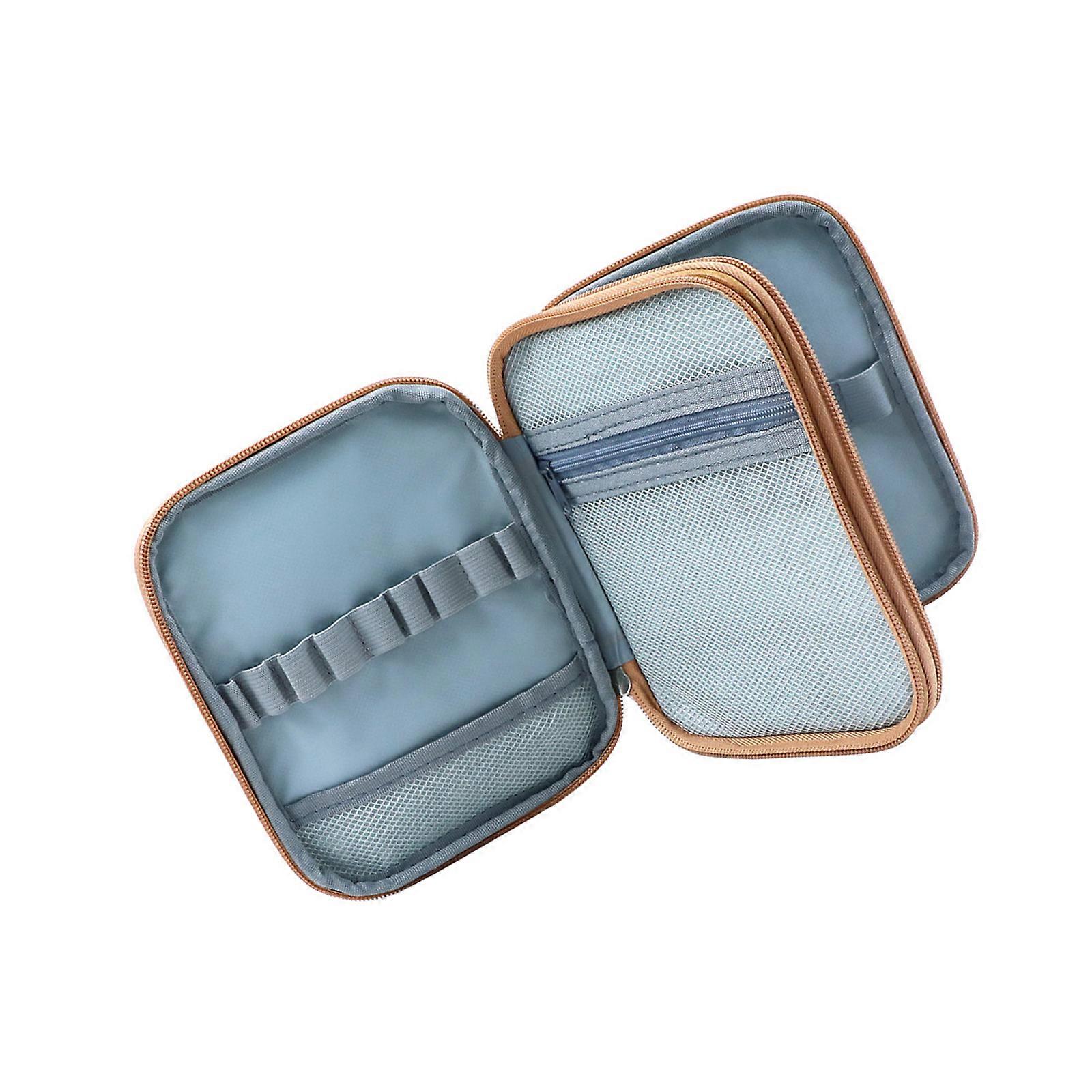 Portable Knitting Tool Organiser with Elastic Slots Zippered Pocket Large Capacity Waterproof Crochet Hook Case Multicolor