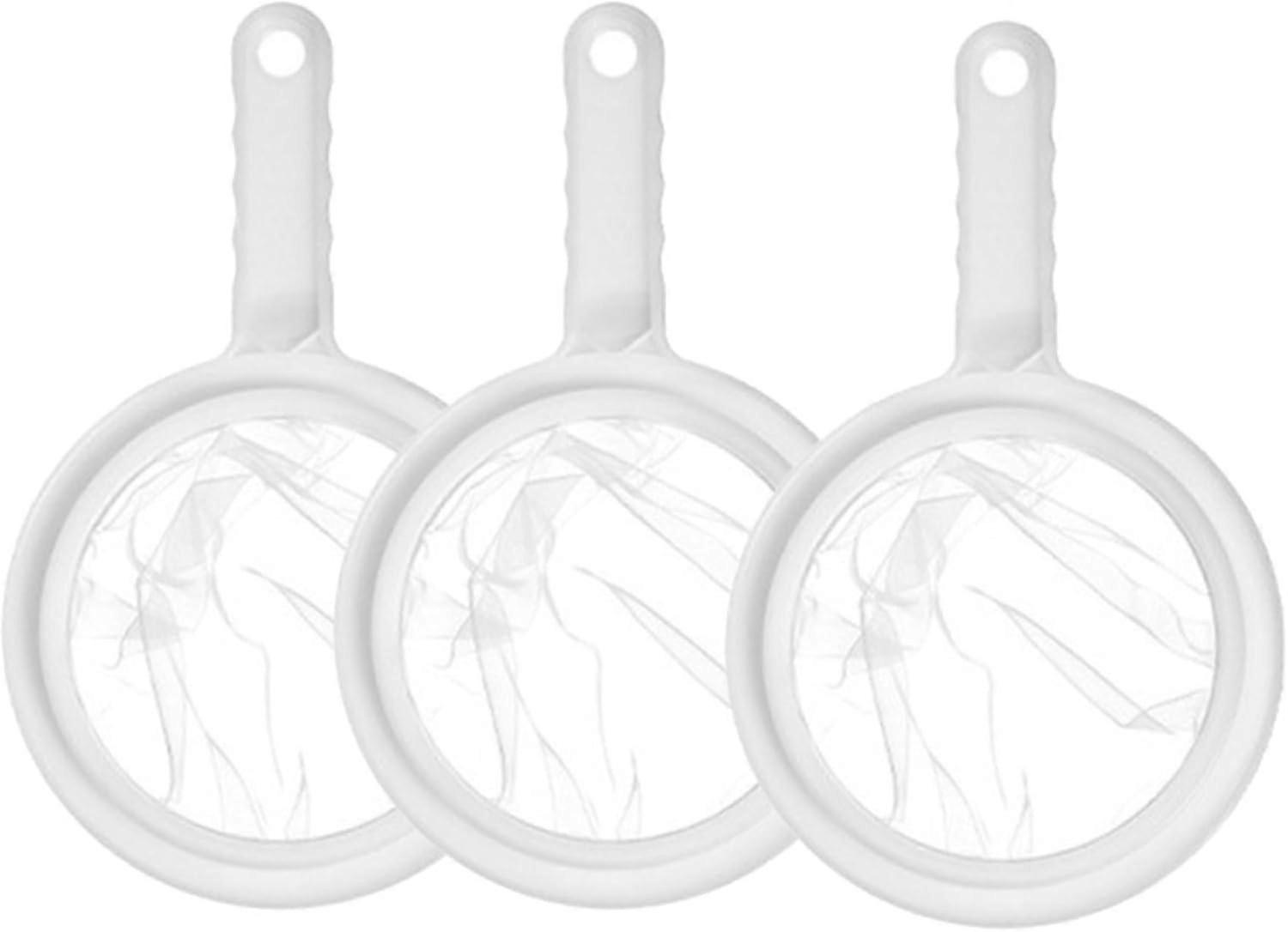 3 Pcs Food Filter Strainer, 400 Mesh Filter Kitchen Nylon Mesh Filter Spoon with Handle, Suitable for Soybean Milk, Juice (white)