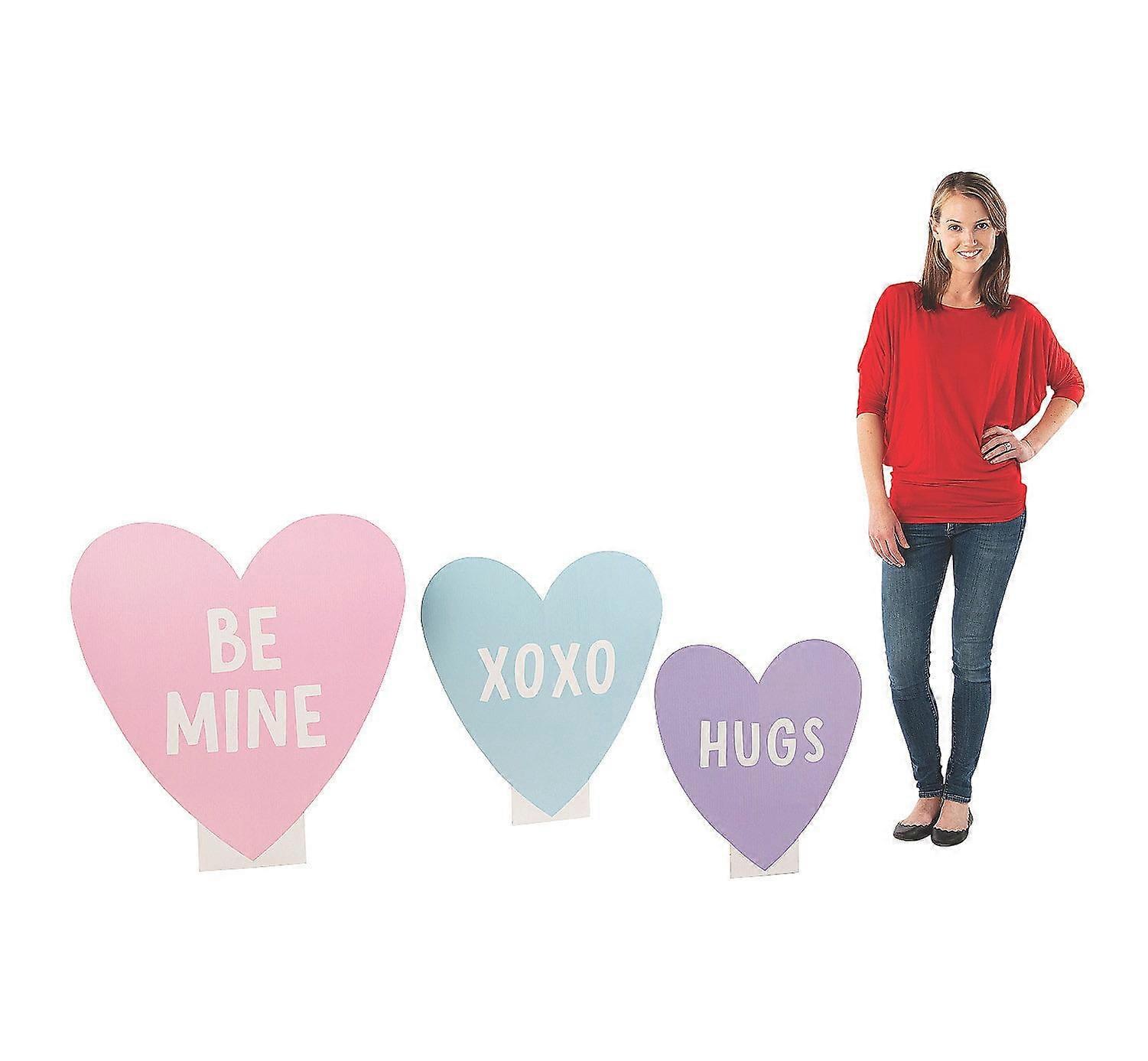 1 Set(s) Valentine Conversation Heart Cardboard Stand-Ups - 3 Pc.