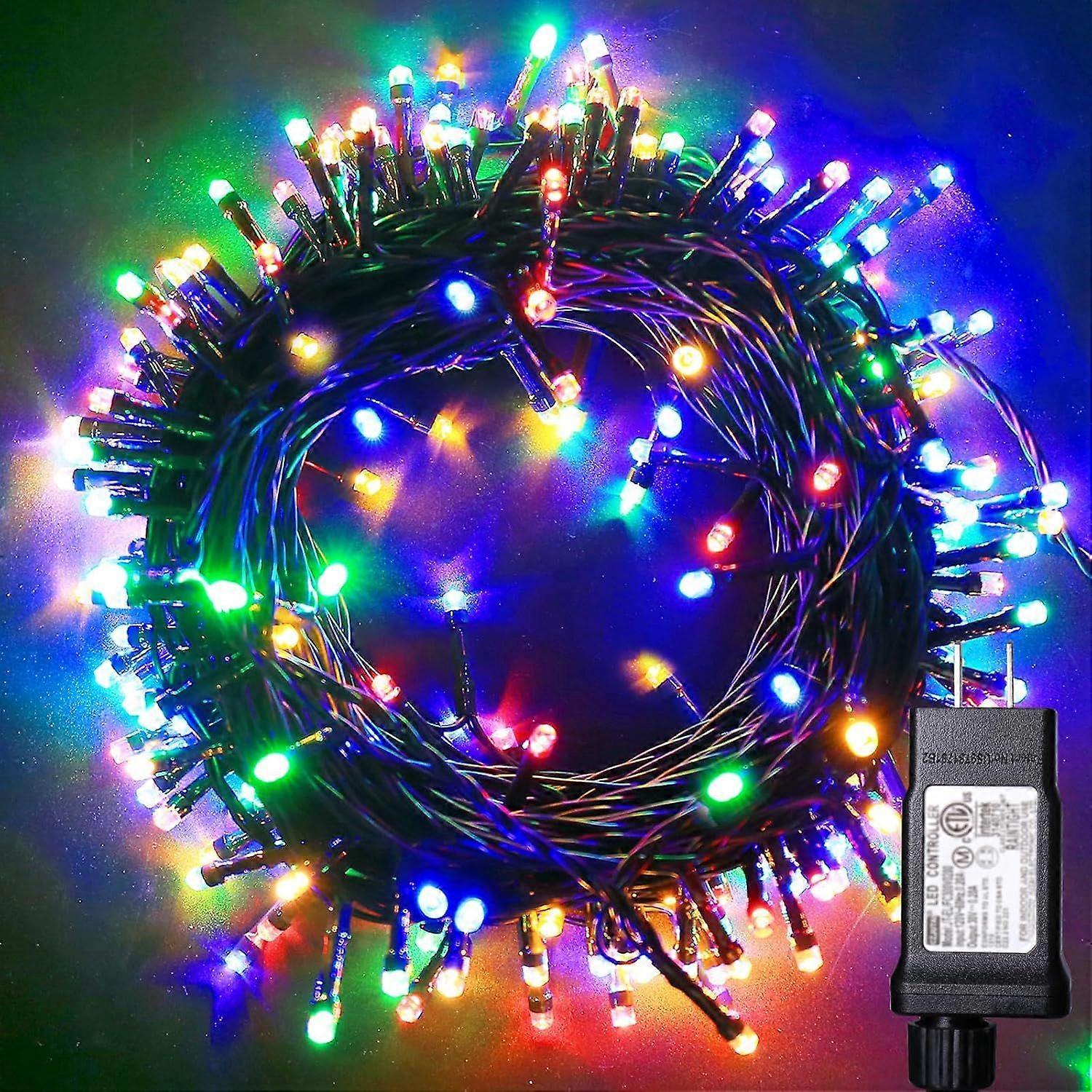 Christmas Lights Colored String Lights 33 Ft 100 LED Waterproof Multicolor Twinkle Lights 8 Modes 30 V Plug in Fairy String Lights for Indoor Outdoor 