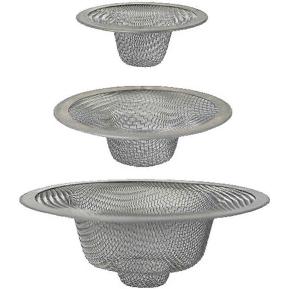 3pc Assorted Size STAINLESS STEEL MESH STRAINER Kitchen Bathroom Sink Tubs