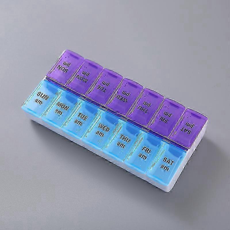 Extra Large Weekly Pill Organizer - 2 Rows, 14 Grids, Portable Medicine Dispenser