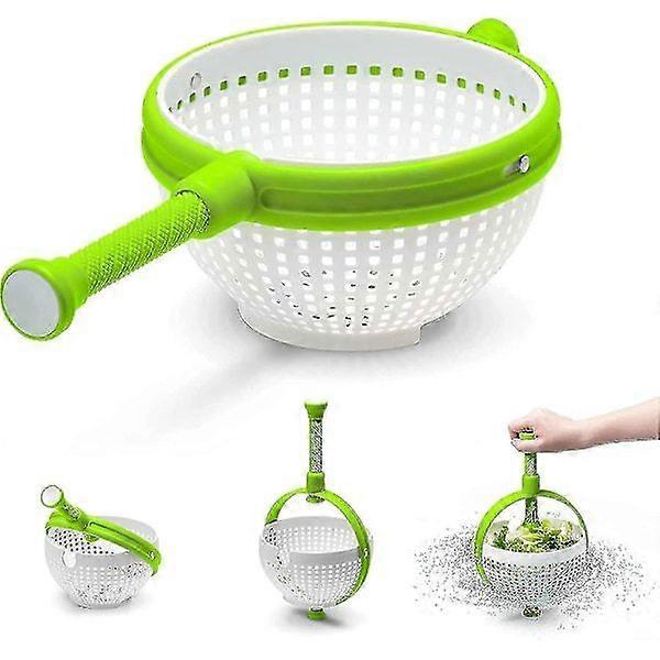 Salad Spinner Scratch-Resistant Spinning Colander With Foldable Hand Dryer
