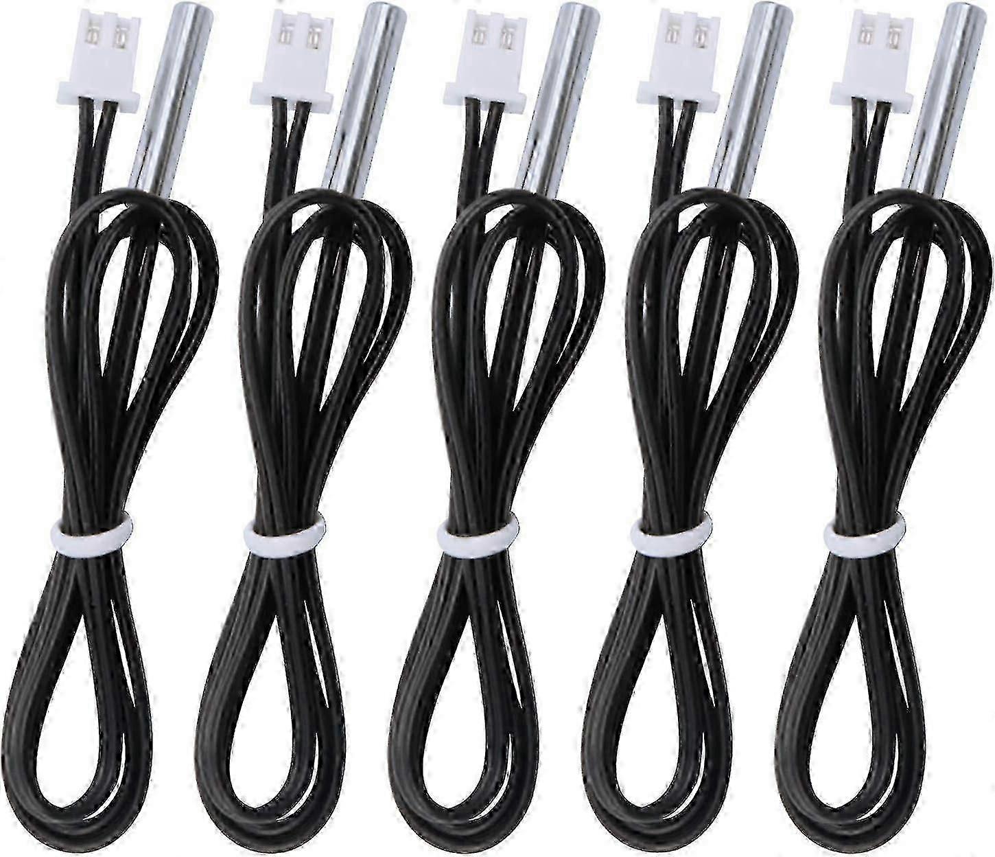 Stainless Steel NTC Temperature Sensor, 5pcs 10k B3950 Probes, Range -25 to 125 Degrees Celsius, 0.5 Meter Cable