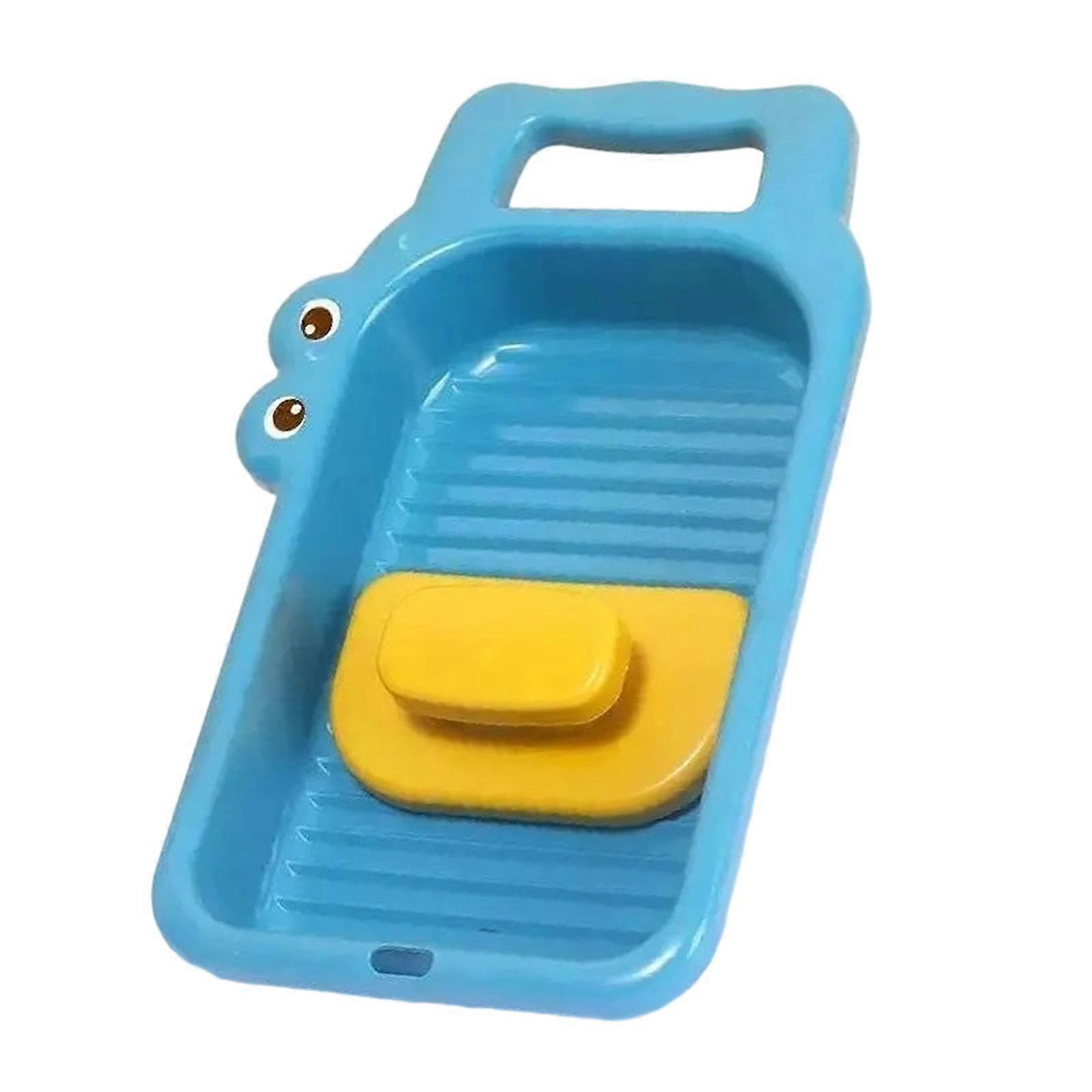 Mini Washboard with Non Slip Base for Quick Stain Removal, Crocodile Design Laundry Board Blue