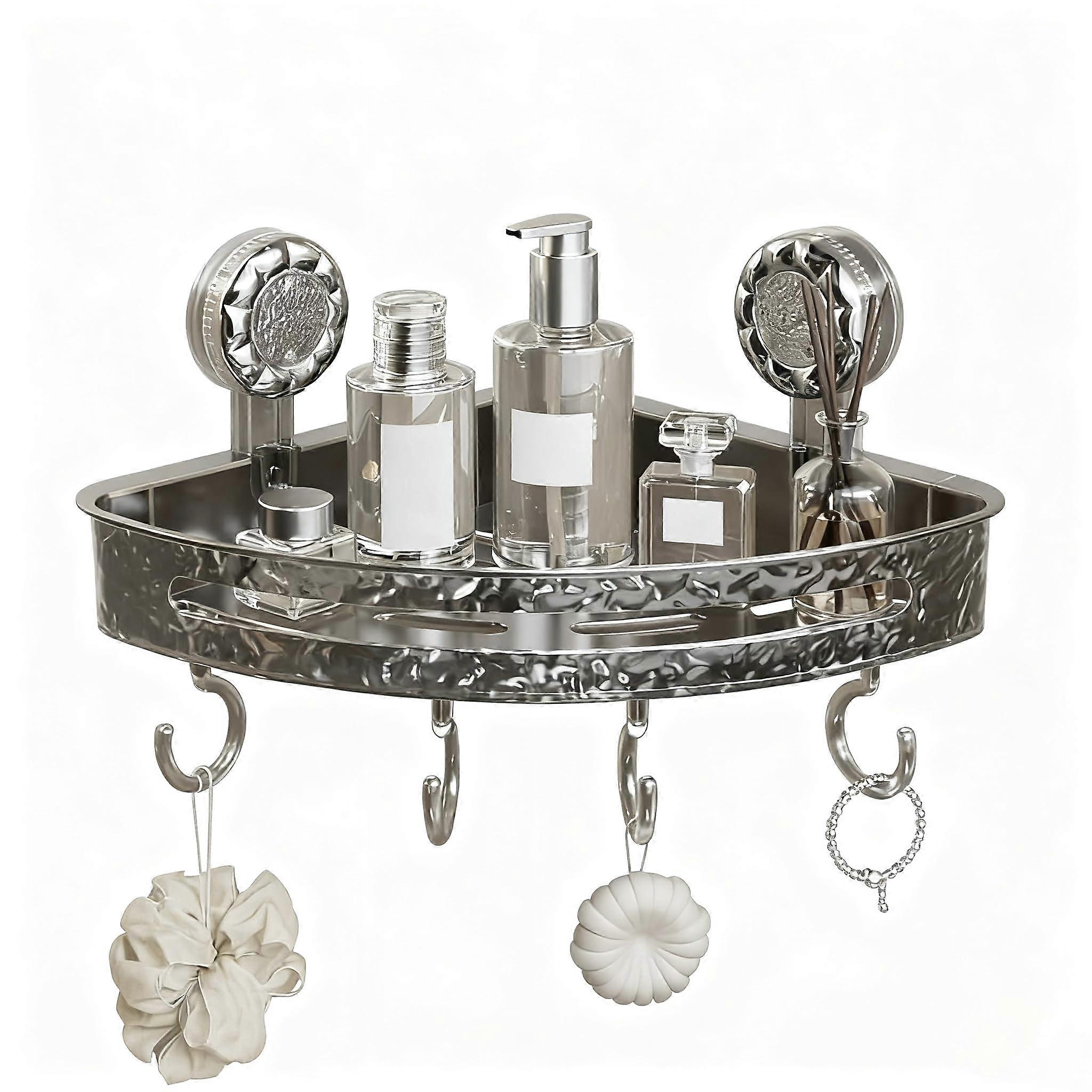 Shower Corner Shelf with NoDrill Suction Mount Acrylic Bathroom Organizer for Shampoo and Soap