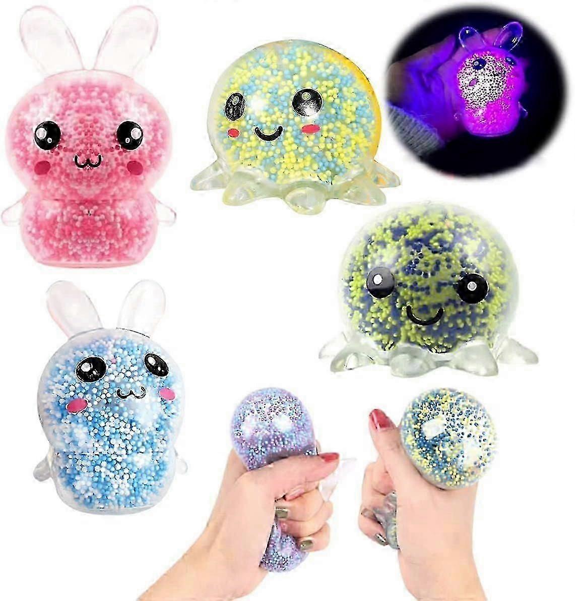 4 قطع كرة ضغط مضادة للإجهاد ، كرة ضغط ، كرة مضيئة لتخفيف التوتر ، لعبة تخفيف التوتر ، كرات تخفيف التوتر ، كرة الإجهاد للأطفال ، مضيئة