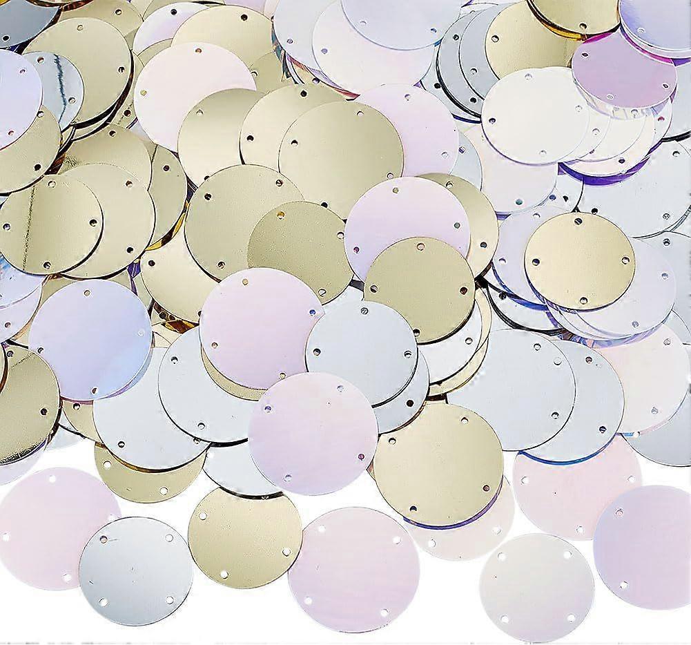 120g 6 Styles Loose Sequins 25mm 29mm Large Sequins with Hole PVC Laser Round Paillettes Colorful Sequins Craft Paillettes Loose Sequins for Jewelry M