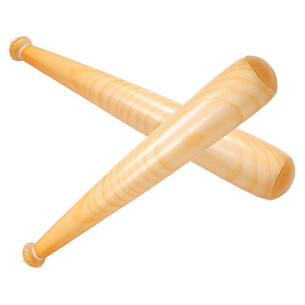 PVC Baseball Bat Inflatable Khaki Wood Grain for Playing 2Pcs Pack