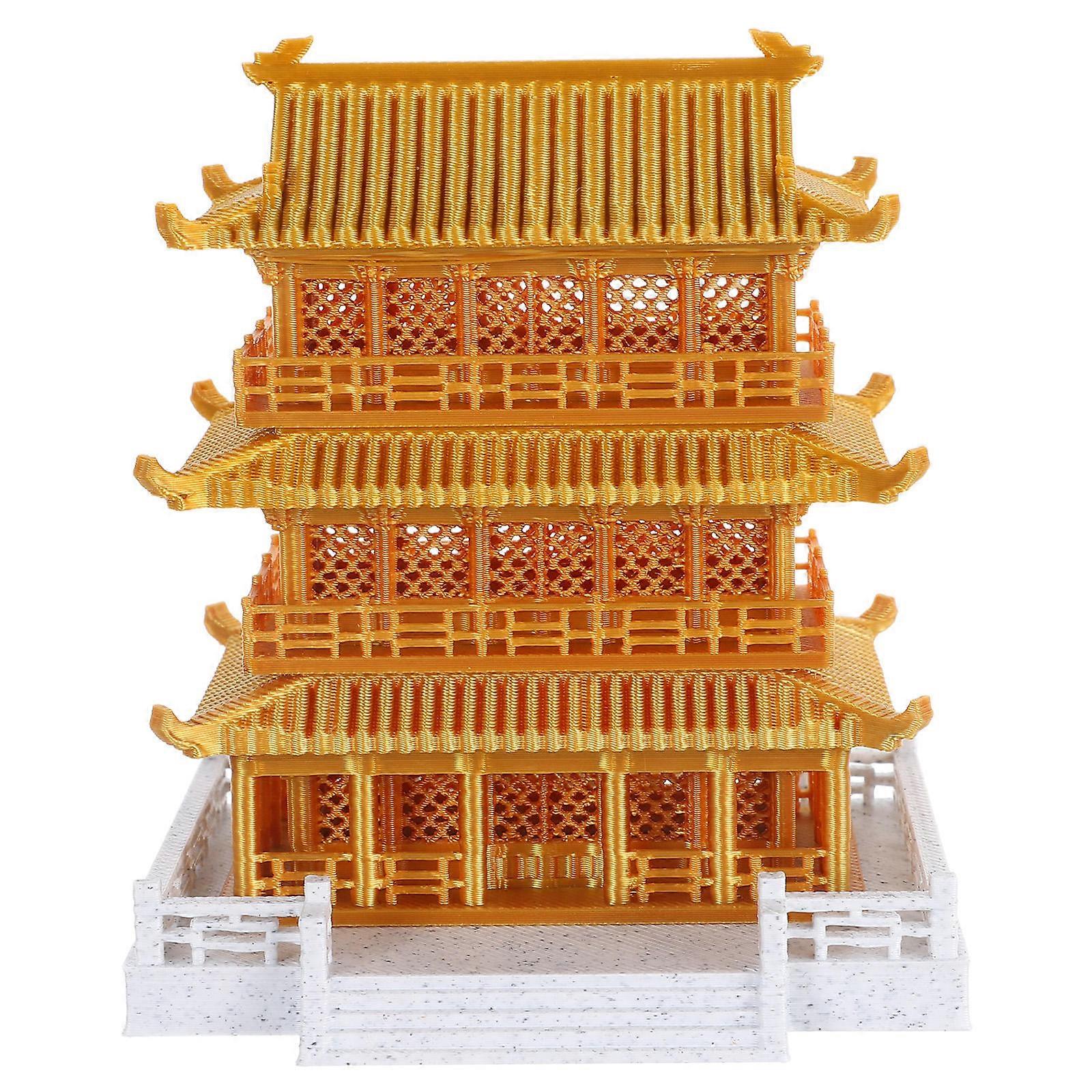 Miniature Ancient Pavilion Chinese Building Decor for Bookshelf