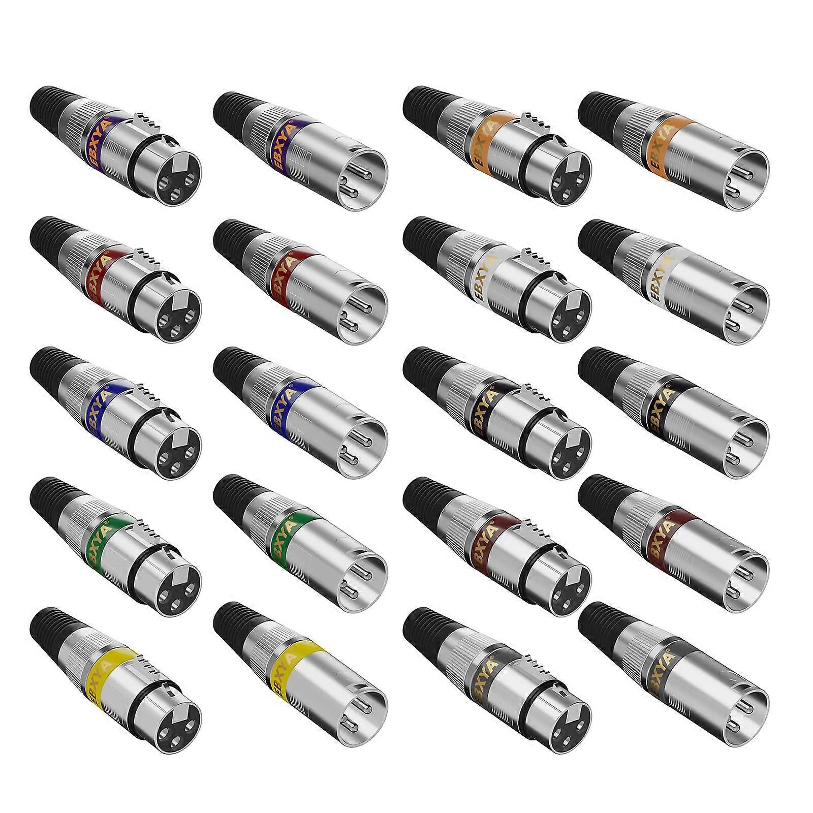 XLR Connectors 3 Pin Male and Female Set ColorCoded Audio Cable Plugs Durable Metal Shell