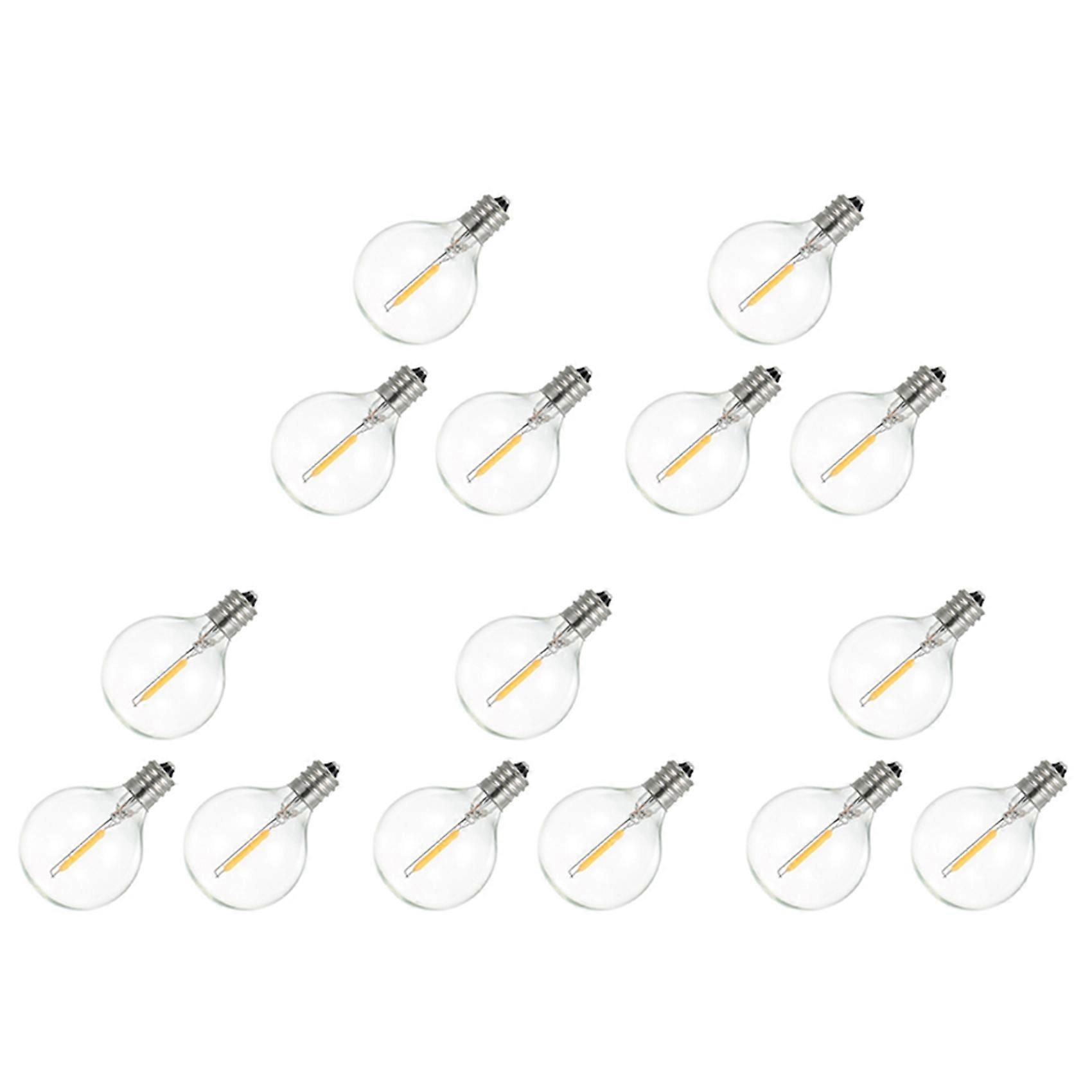 15Pcs G40 Led Replacement Light Bulbs, E12 Screw Base Shatterproof LED Globe Bulbs for Solar String Lights Warm White