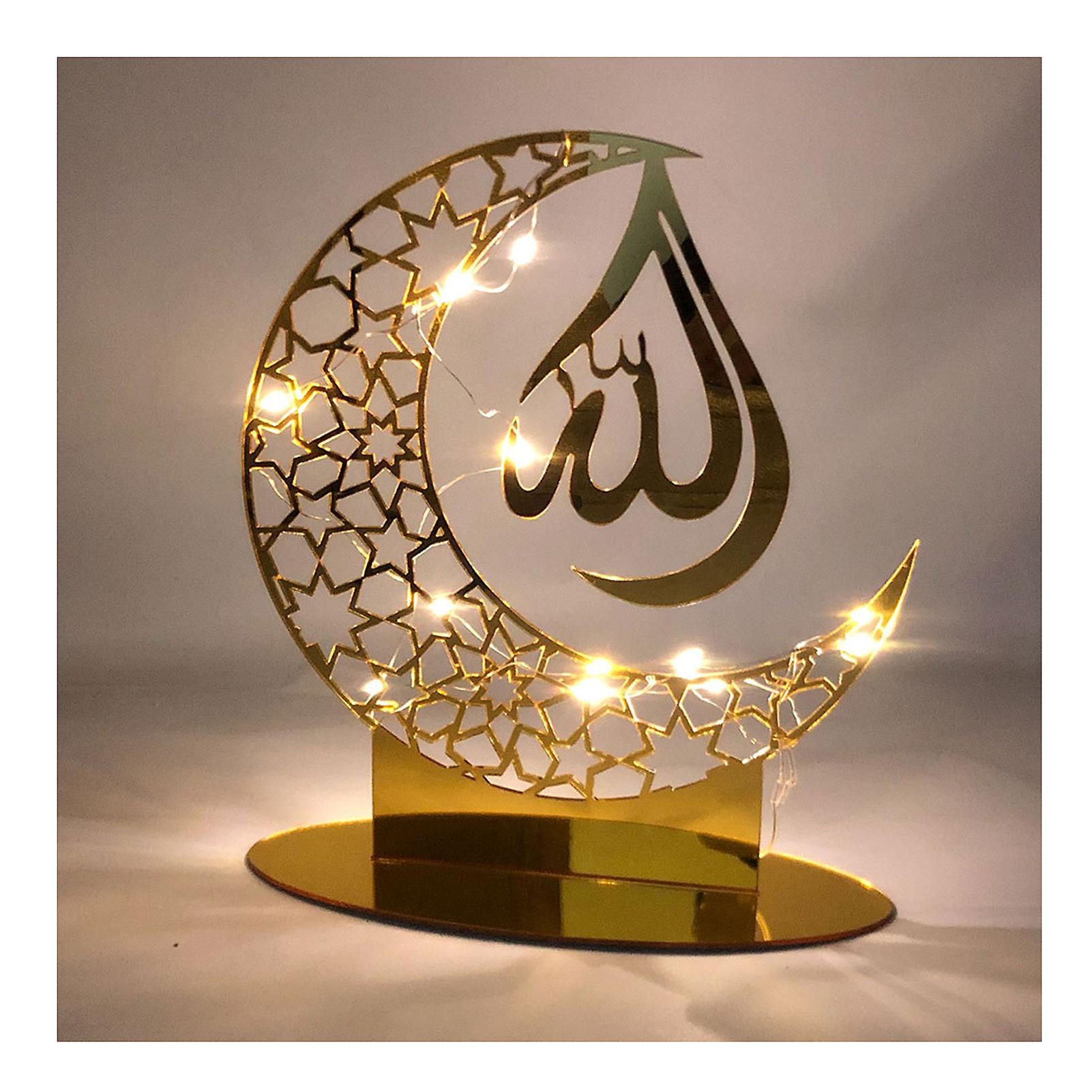 Classic Acrylic Ramadan Decor Lights Eid Mubarak Moon Star Tabletop Ornament