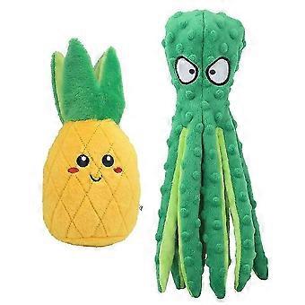 Interactive Squeaky Octopus Plush Dog Toy for Dental Cleaning and Play