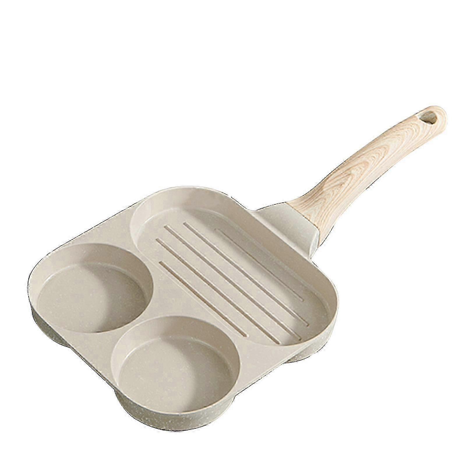 Non-stick frying pan - 3-cup capacity square frying pan with compartments, perfect for breakfast, suitable for gas and induction cooktops.