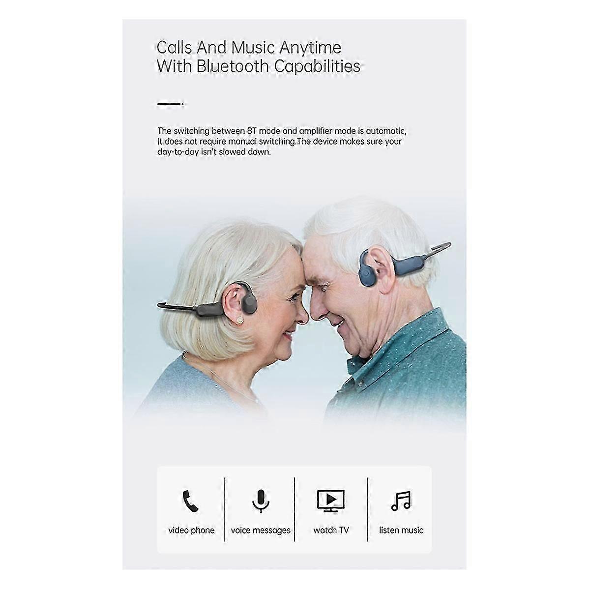 Bone Conduction Hearing Aids Compatible Deafness Bluetooth Noise-Cancelling Fast