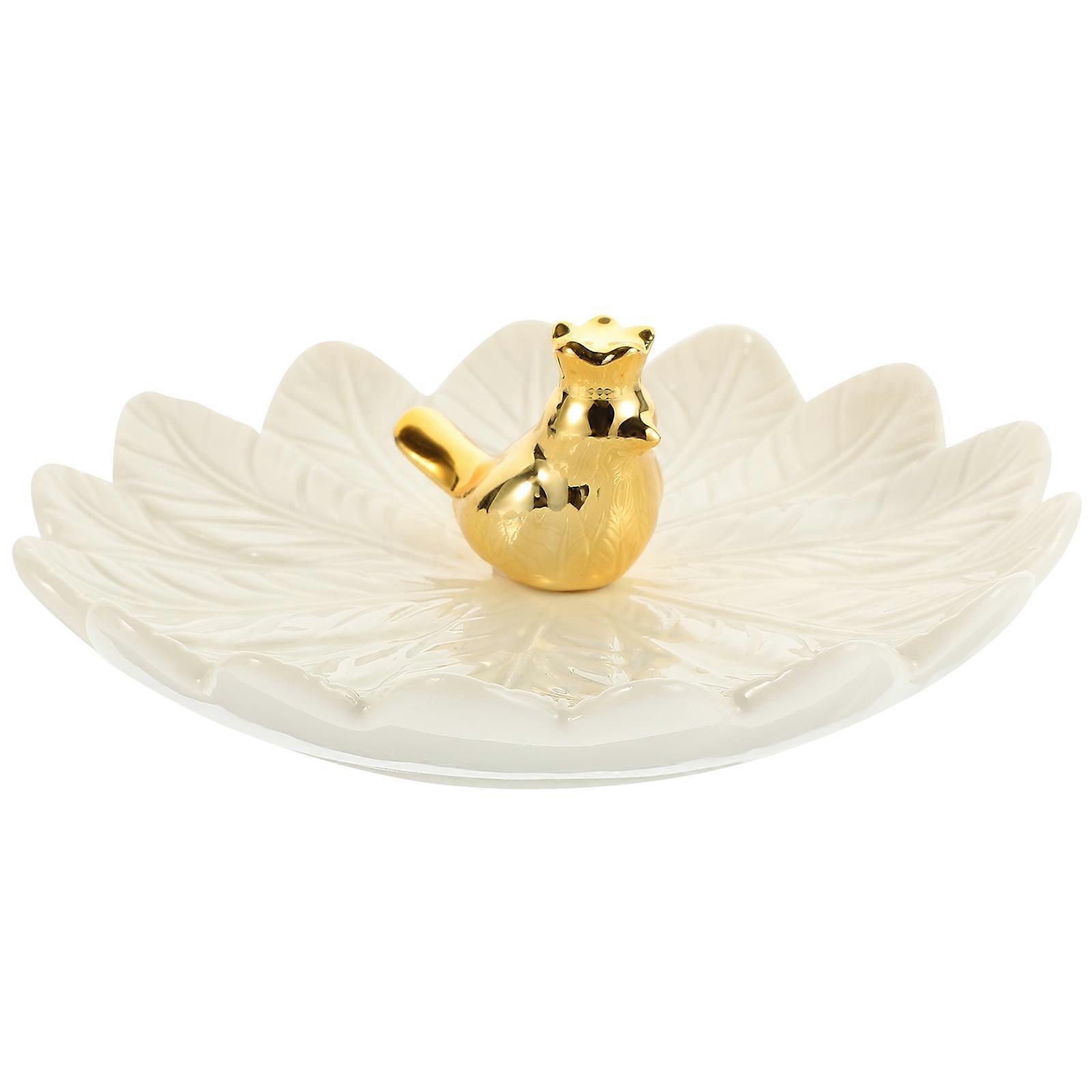 Ceramic Ring Display Holder Elegant Trinket Storage Tray Dorm 1Pcs