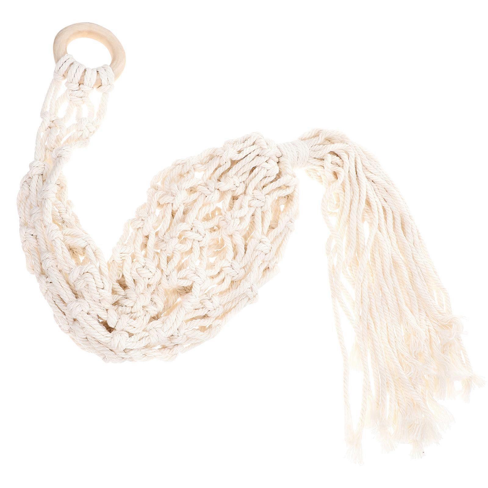 Beige Cotton Rope Fruit Basket for Storage 1 Hanging Macrame Vegetable Basket