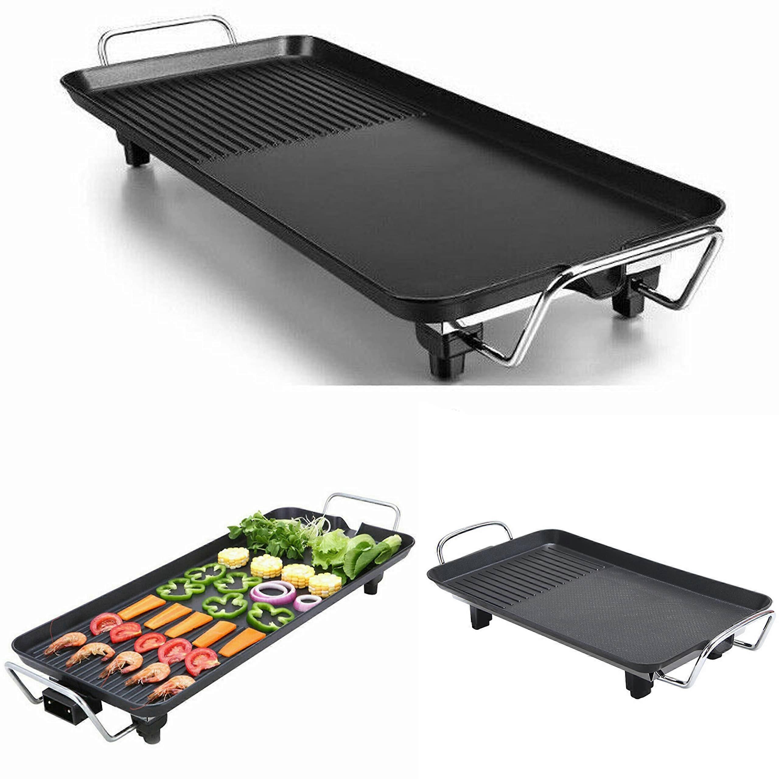 Extra Large Indoor Electric Grill with Dual Texture NonStick Plate and Adjustable Temperature Control