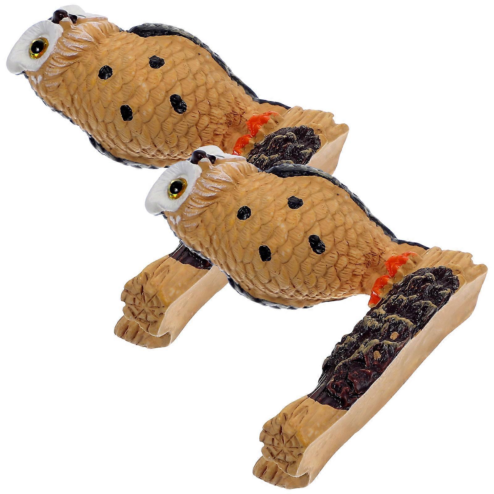 Mini Owl Figurine Lifelike Owl Model for Decoration 2Pcs Set