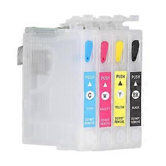 4 Pcs Ink Cartridge Black Cyan Magenta Yellow Permanent Chip Reusable Printer Refill Inkjet Cartridges T1351 T1332 T1333 T1334 25-26