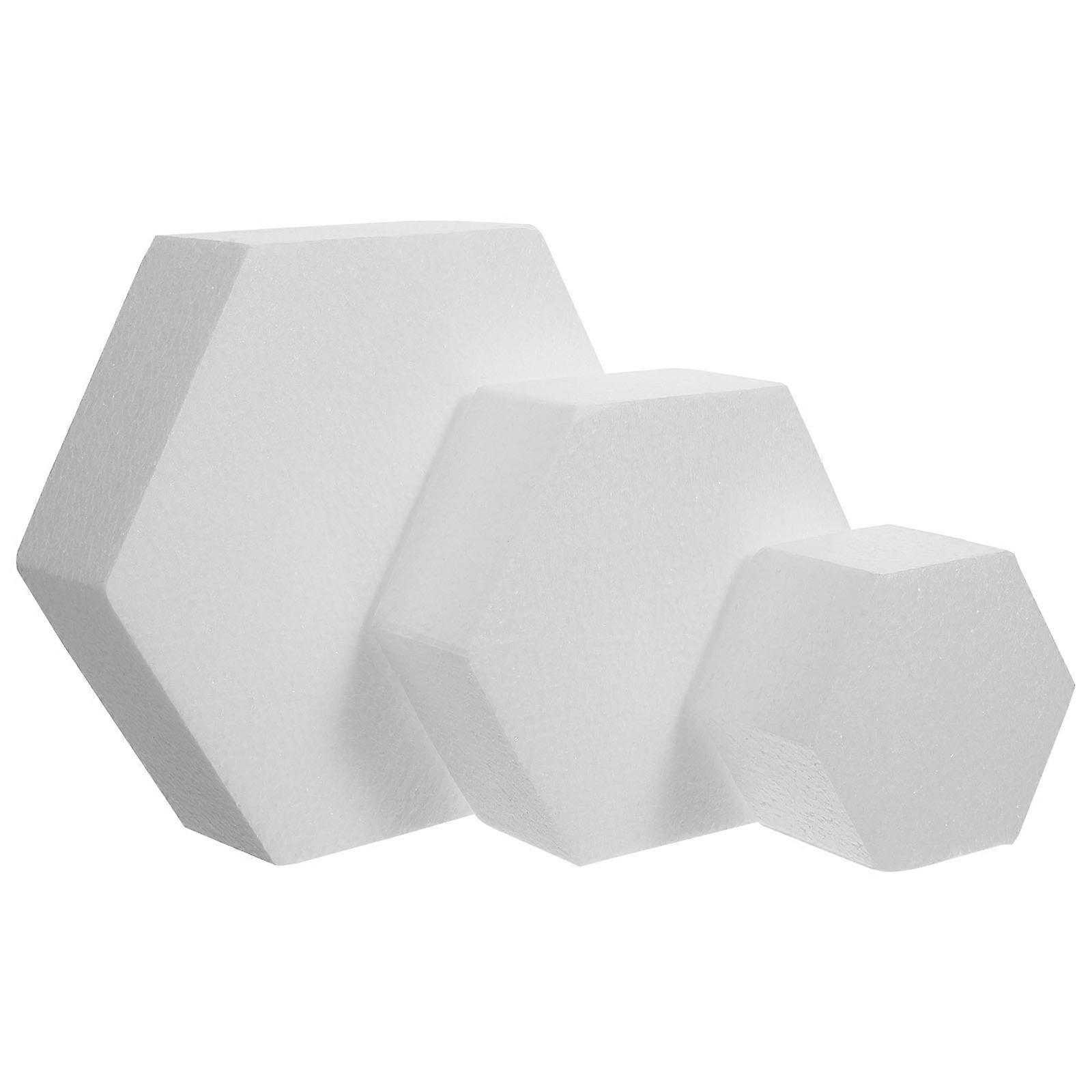 3Pcs Hexagon Foam Cake Models for Cake Decorating Lightweight White
