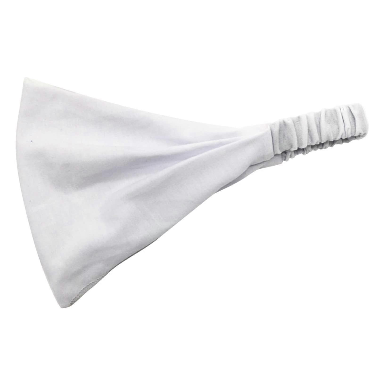 White Cotton Headband for Women Comfortable Stretch Fit Breathable Elastic Wrap Solid White