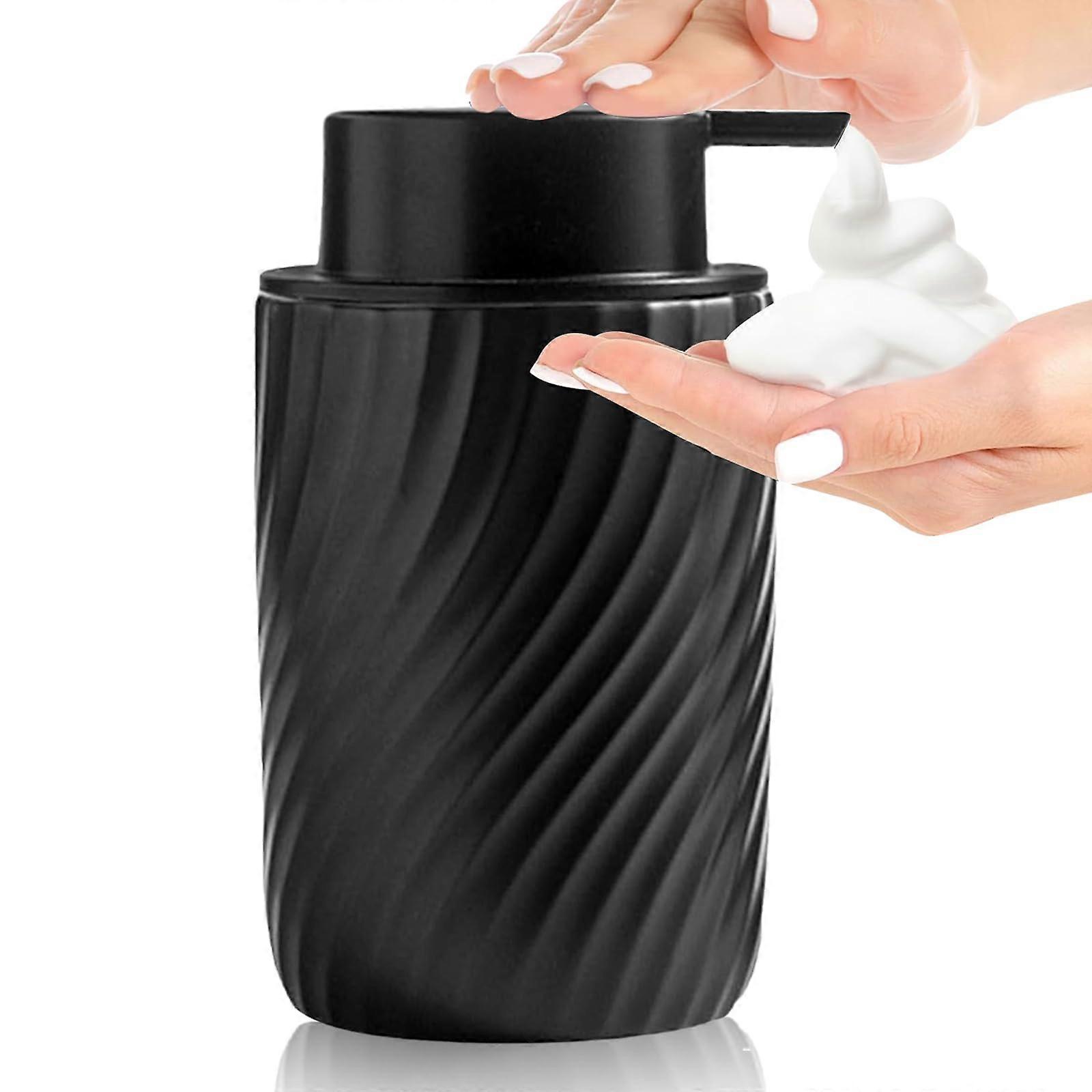 340ml Black Ceramic Soap Dispenser with Large Pump Head, Refillable Foaming Hand Soap Dispenser