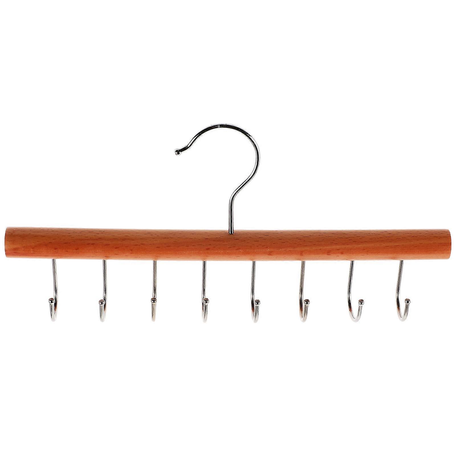 Light Brown Solid Wood Hook Hanger for Closet with 8 Hooks