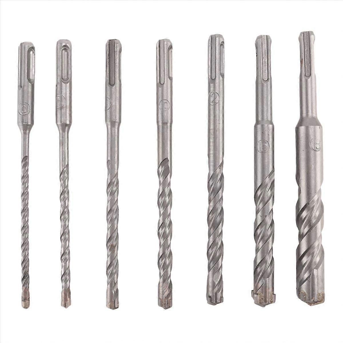 7 Pcs SDS Plus Hammer Drill Bit Set, (4-Flute)